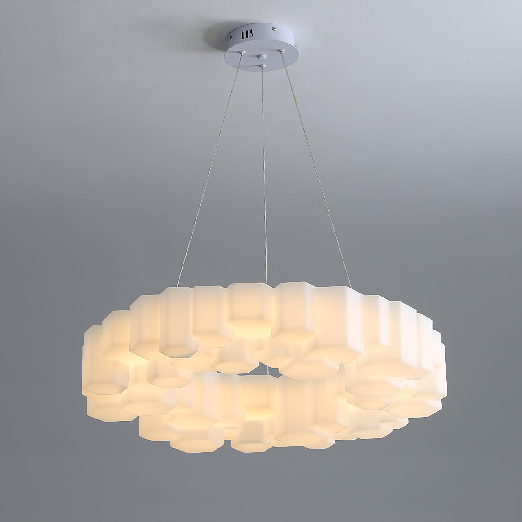 Lustra Chandelier Honeycomb Glossy White Polycarbonate-Neutral Decor