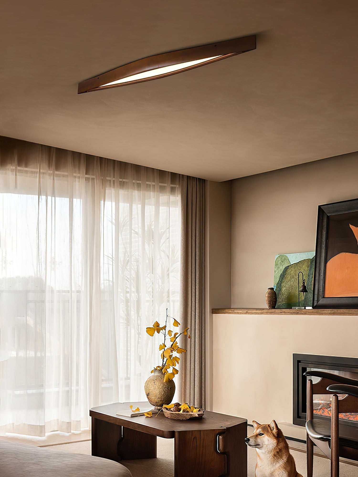 Alnoreth Nordic Horizon Linear Wood Ceiling Lamp-Neutral Decor