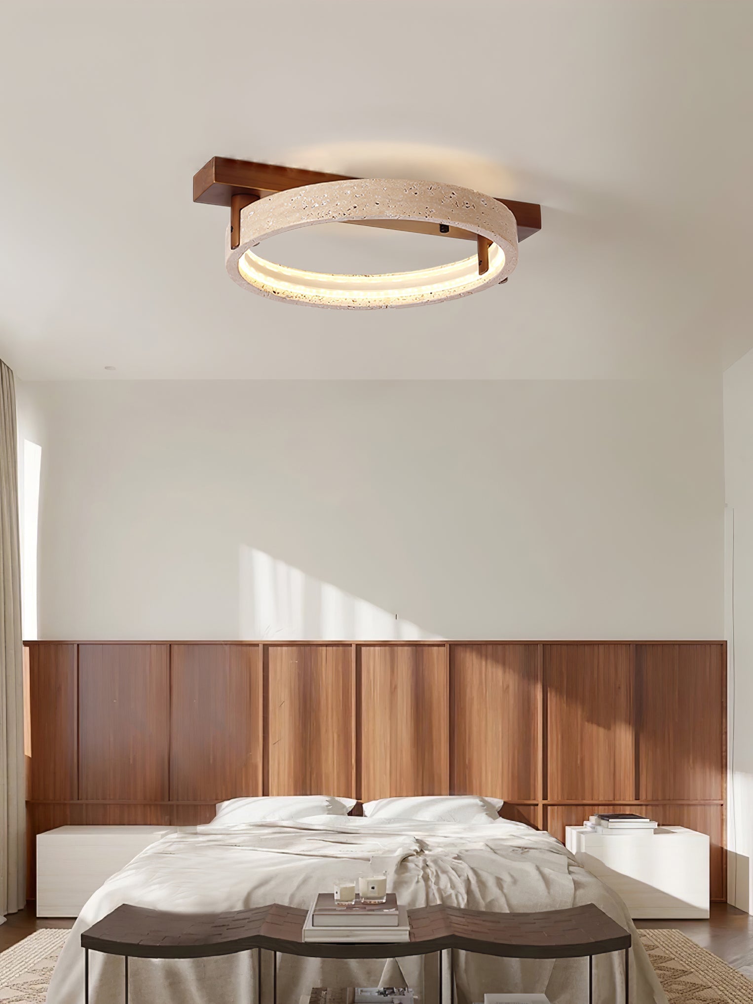 Paslen Ringed Travertine Wall Light-Neutral Decor