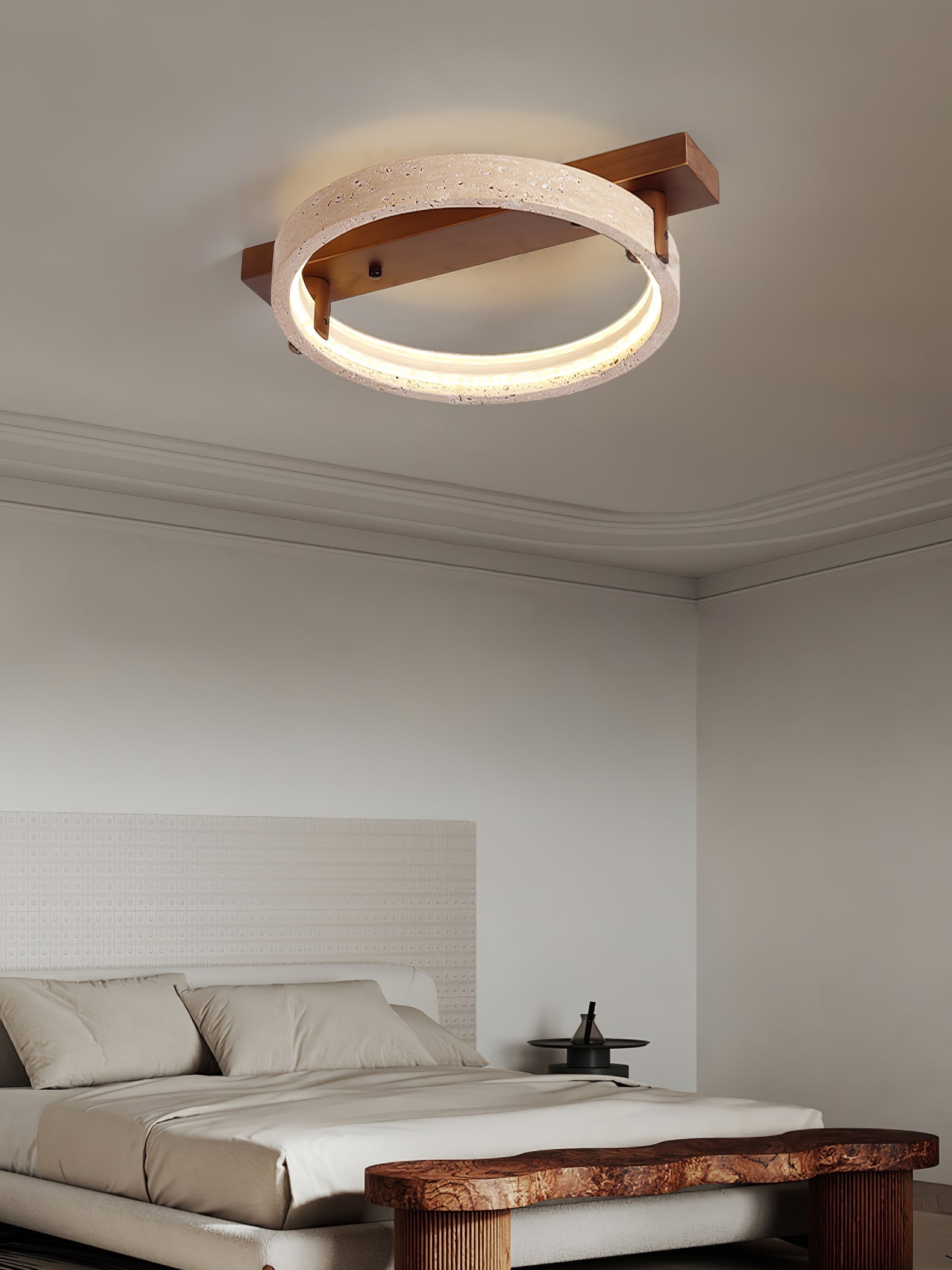 Paslen Ringed Travertine Wall Light-Neutral Decor