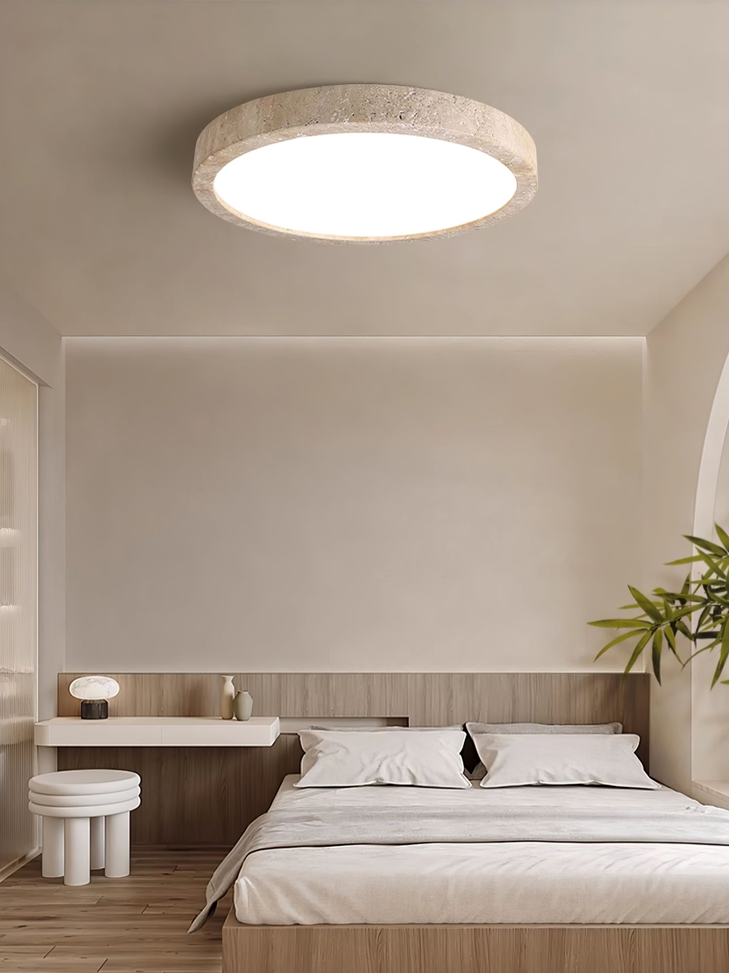 Cal Minimalist Travertine Ceiling Light-Neutral Decor