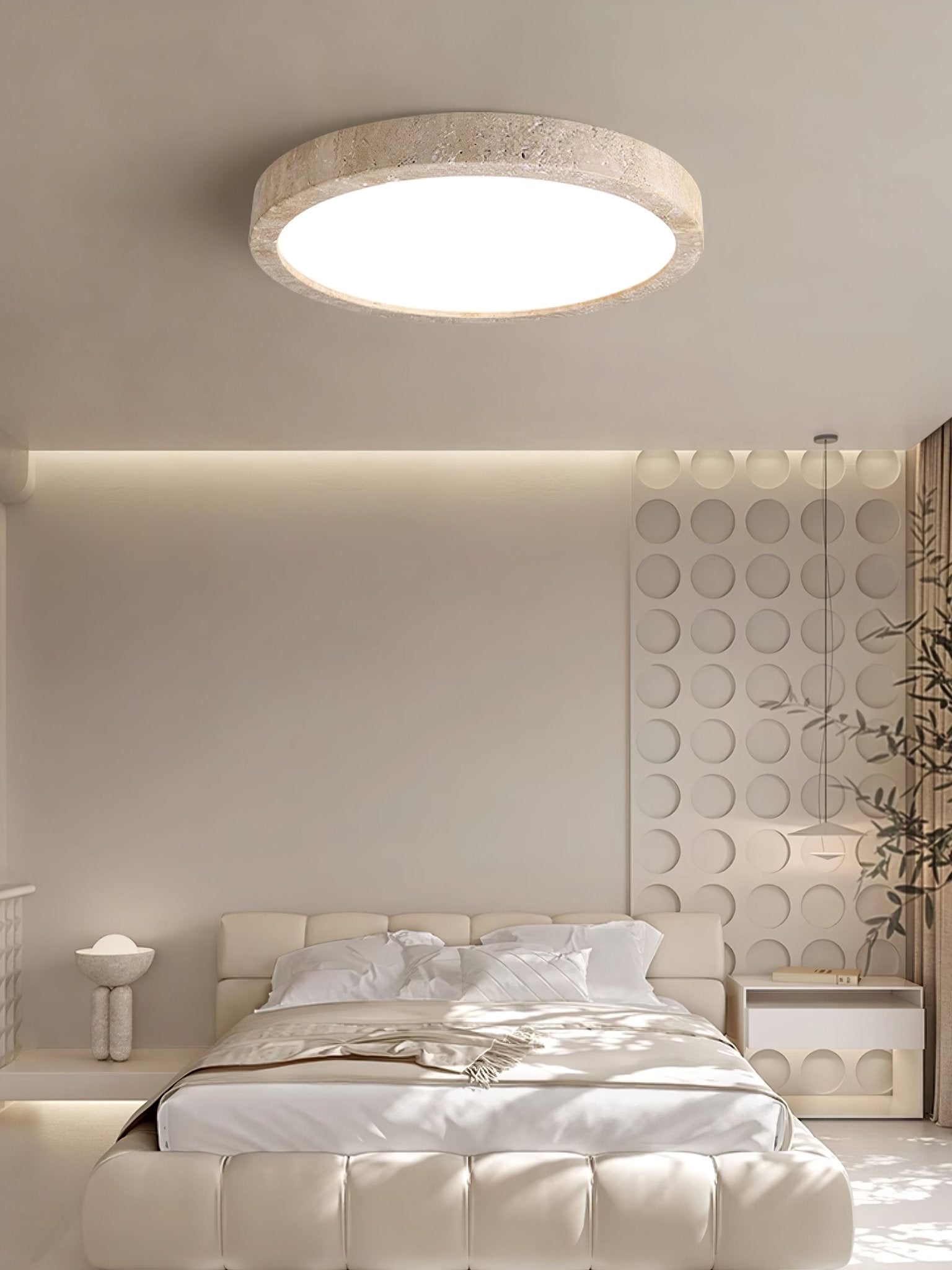 Cal Minimalist Travertine Ceiling Light-Neutral Decor