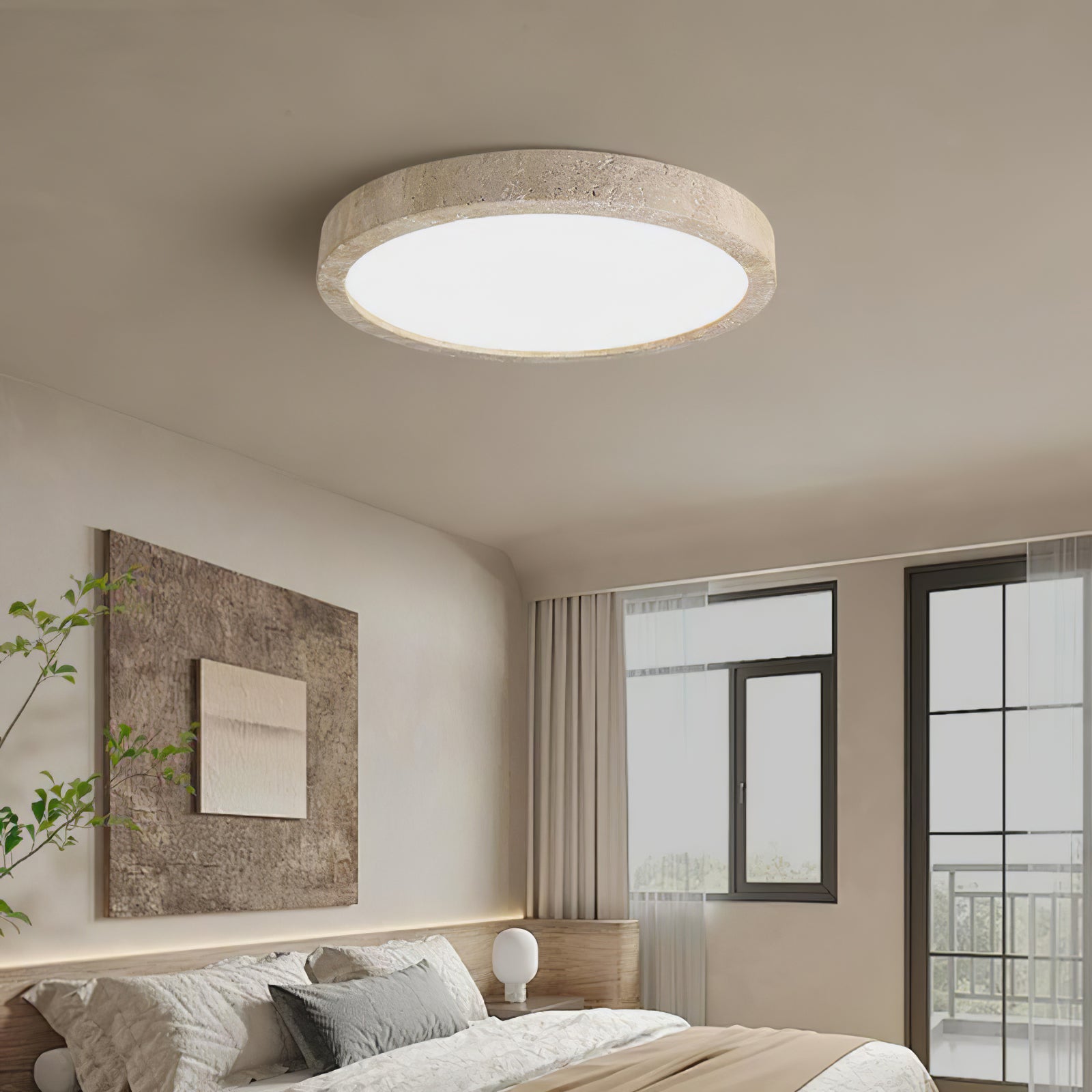 Xiren Minimalist Travertine Ceiling Light-Neutral Decor