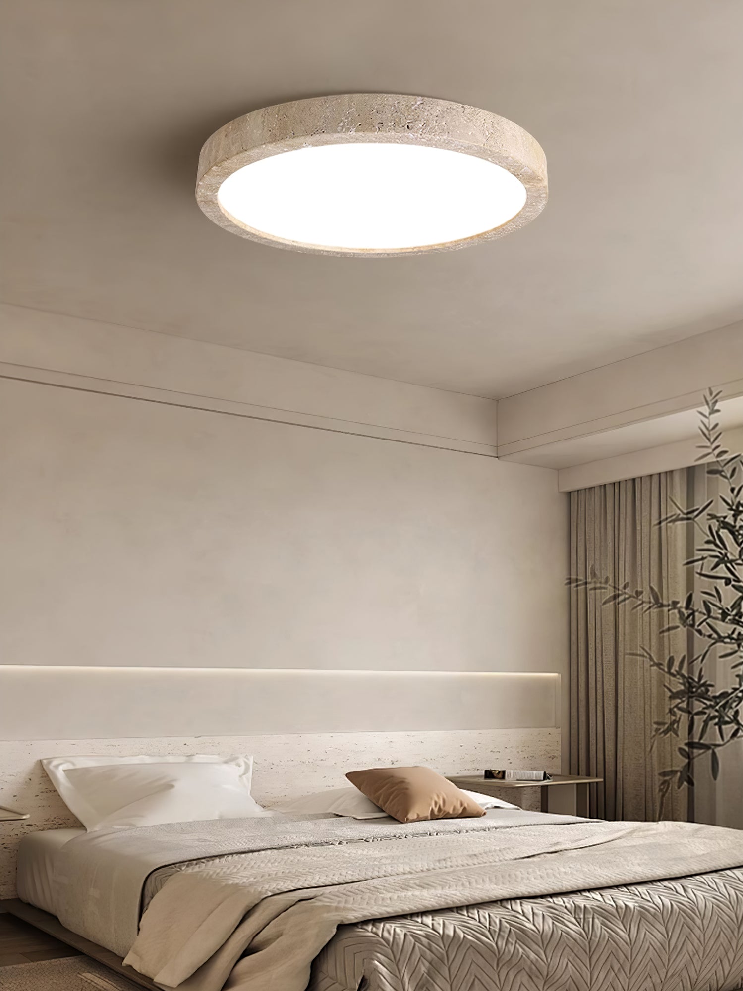 Xiren Minimalist Travertine Ceiling Light-Neutral Decor