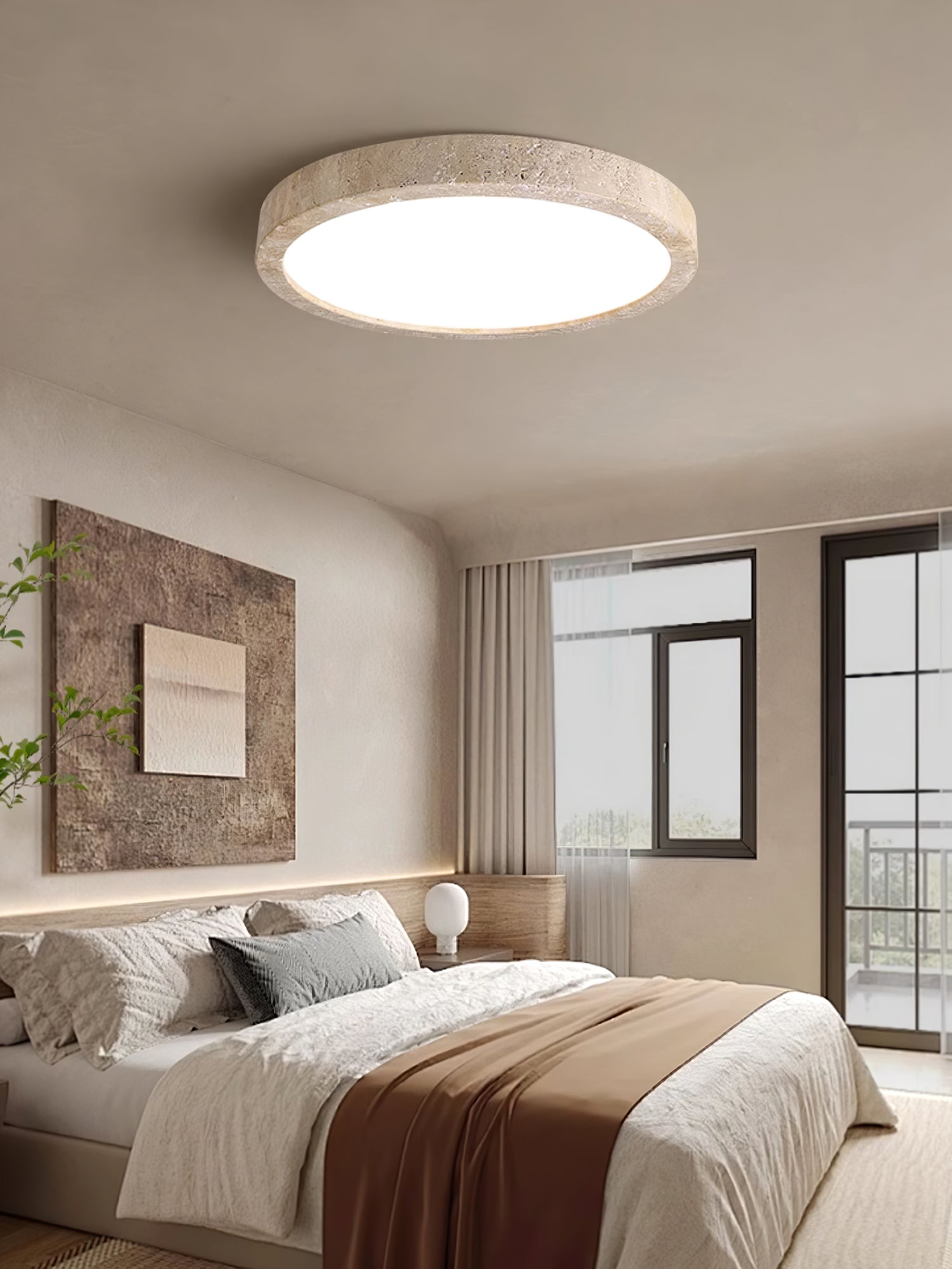 Xiren Minimalist Travertine Ceiling Light-Neutral Decor