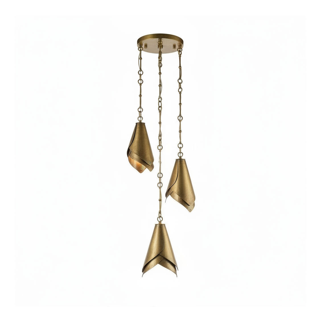 Horse Hoof Piel Pendant Lamp in antique brass finish.