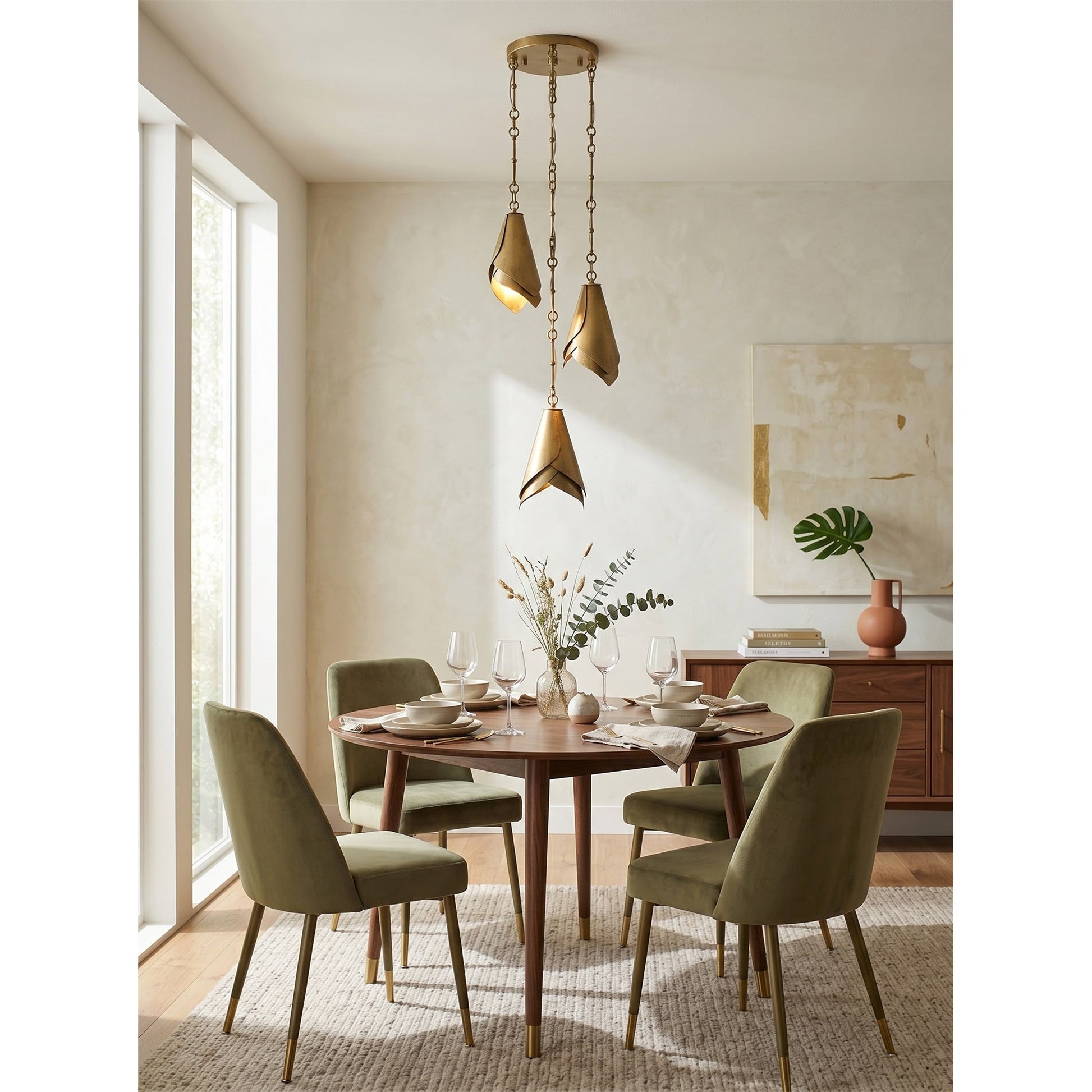 The lamp's components: shade, chain, and ceiling canopy.