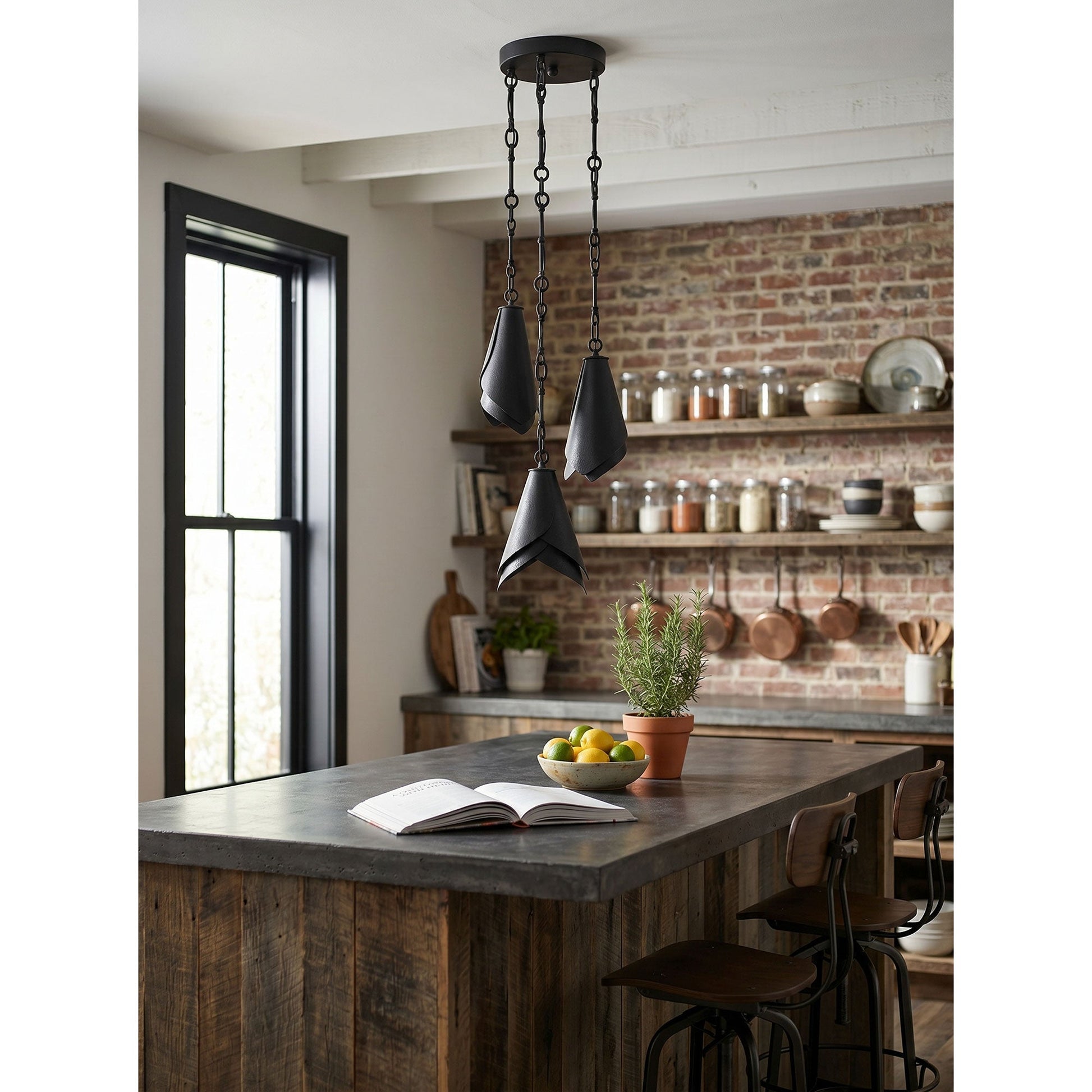 The pendant lamp shown unlit to highlight its form.