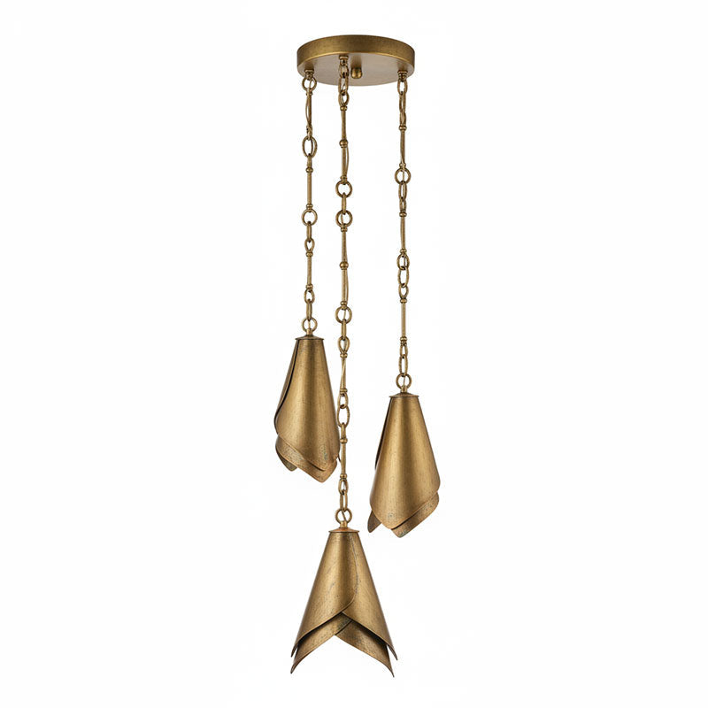 The antique brass lamp in a transitional style room.