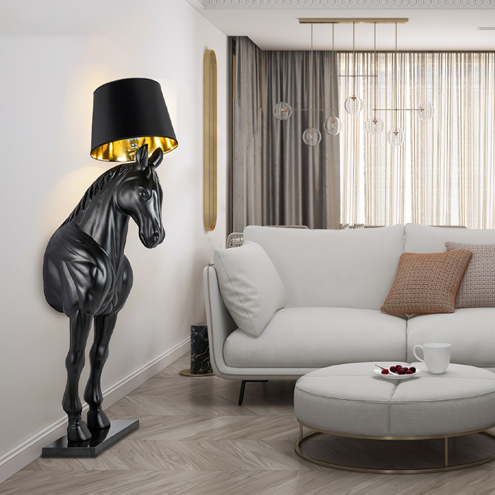 Derion Fabric Resin Floor Lamp-Neutral Decor