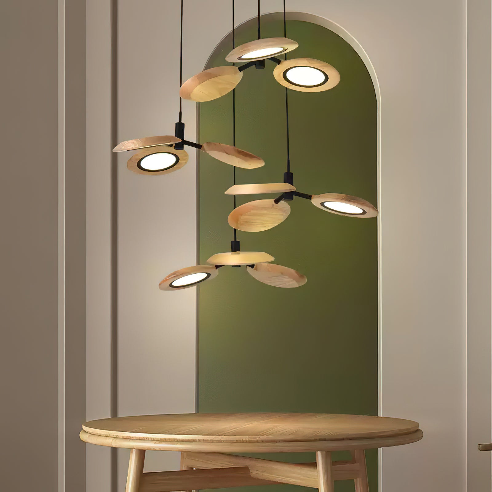 Alnoraris Tiered Wood Pendant Light-Neutral Decor
