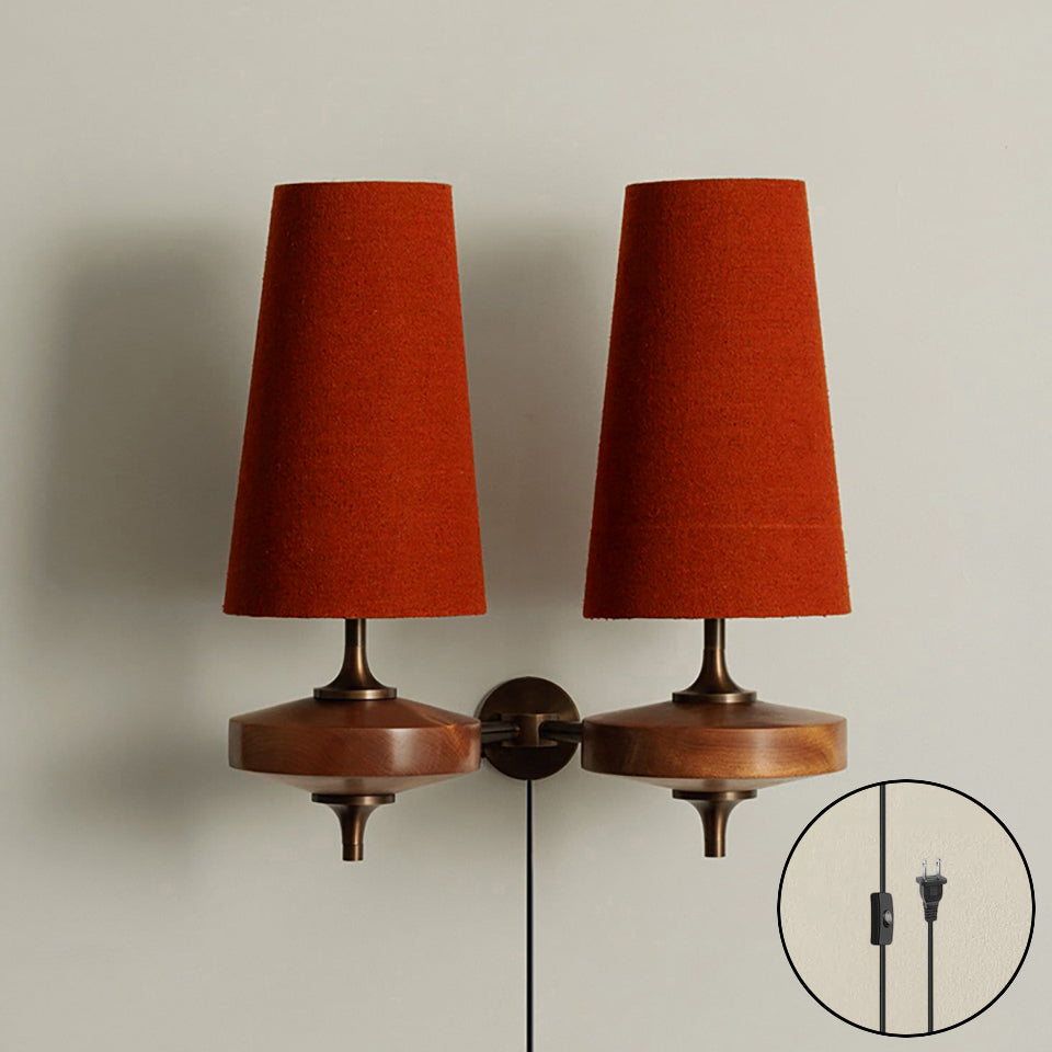 Dimensional drawing of the double-head Hour Rho wall lamp.