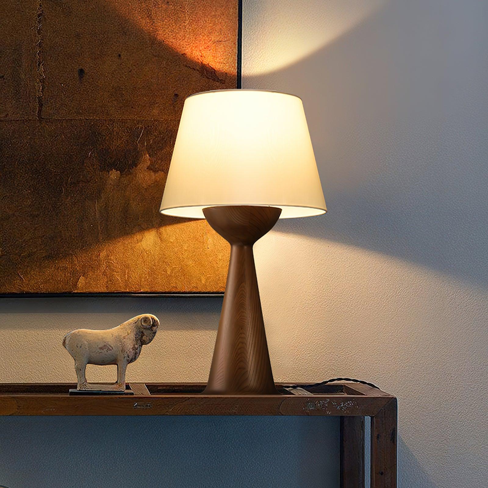 Tempo Vintage Wood Table Lamp-Neutral Decor