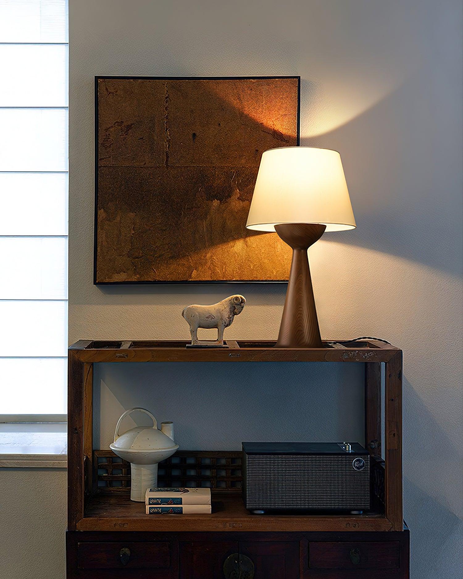 Tempo Vintage Wood Table Lamp-Neutral Decor