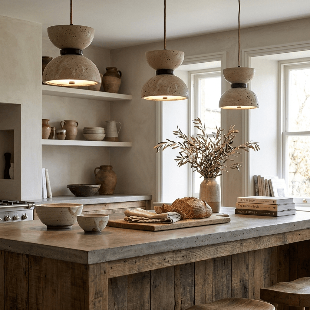 Hourglass Travertine Pendant Lamp-Neutral Decor