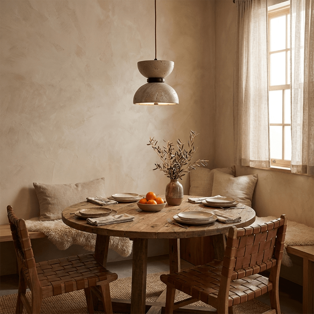 Hourglass Travertine Pendant Lamp-Neutral Decor