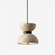 Hourglass Travertine Pendant Lamp-Neutral Decor