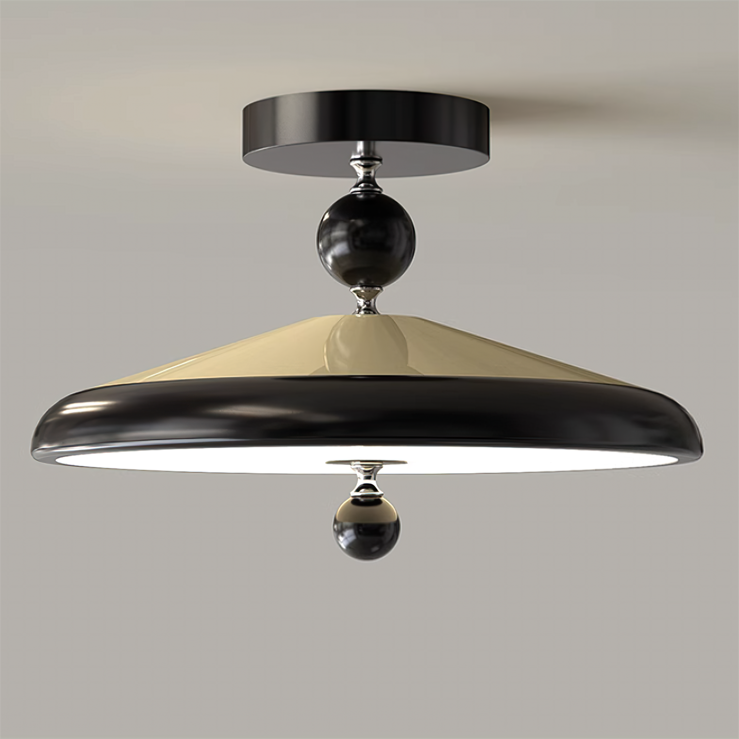 Sorvian Ceiling Light Wooden Frame Round Midcentury-Neutral Decor