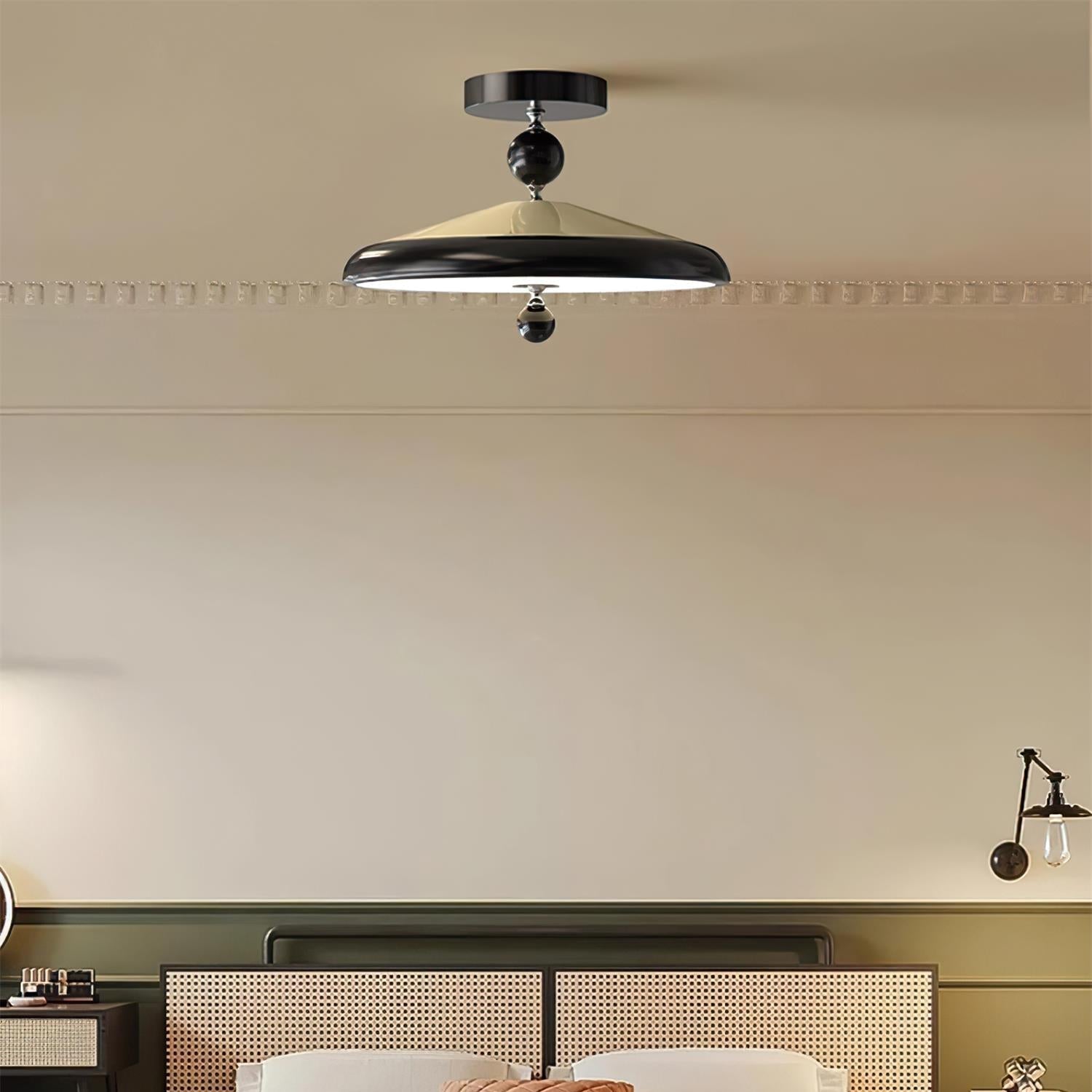 Sorvian Ceiling Light Wooden Frame Round Midcentury-Neutral Decor