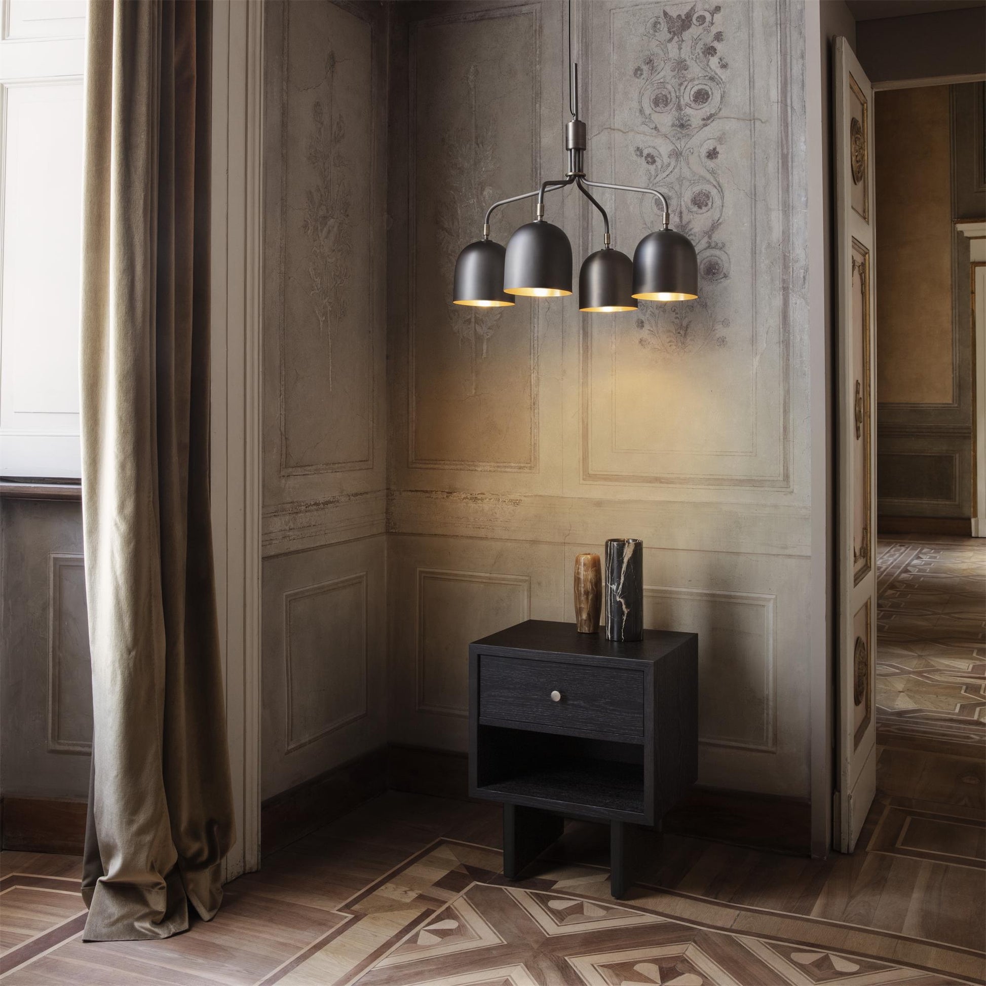 Lustra Chandelier Black Brass Industrial-Neutral Decor
