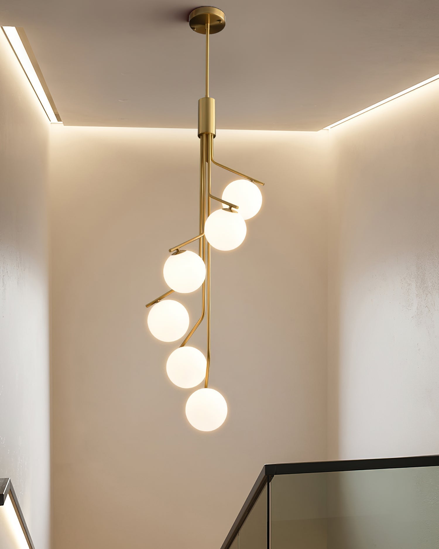 Arox Chandelier Gold Branch Globe LED-Neutral Decor