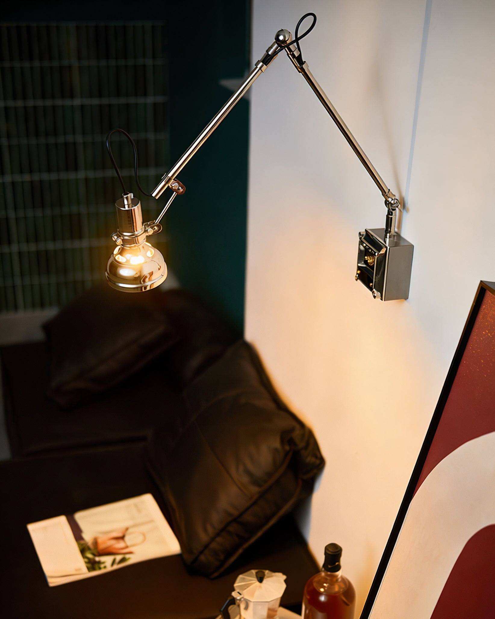 Detail shot of the metal shade and bulb housing