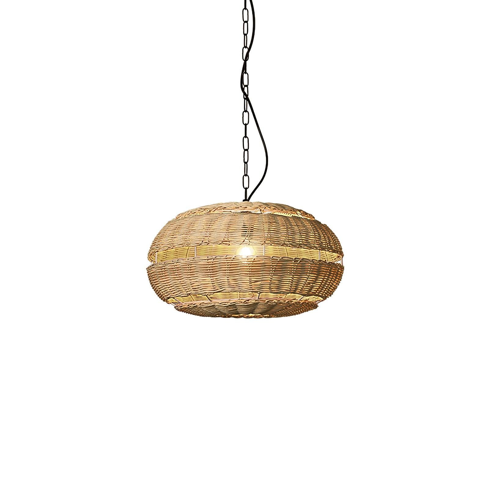 Wickora Vintage Wicker Pendant Lamp-Neutral Decor