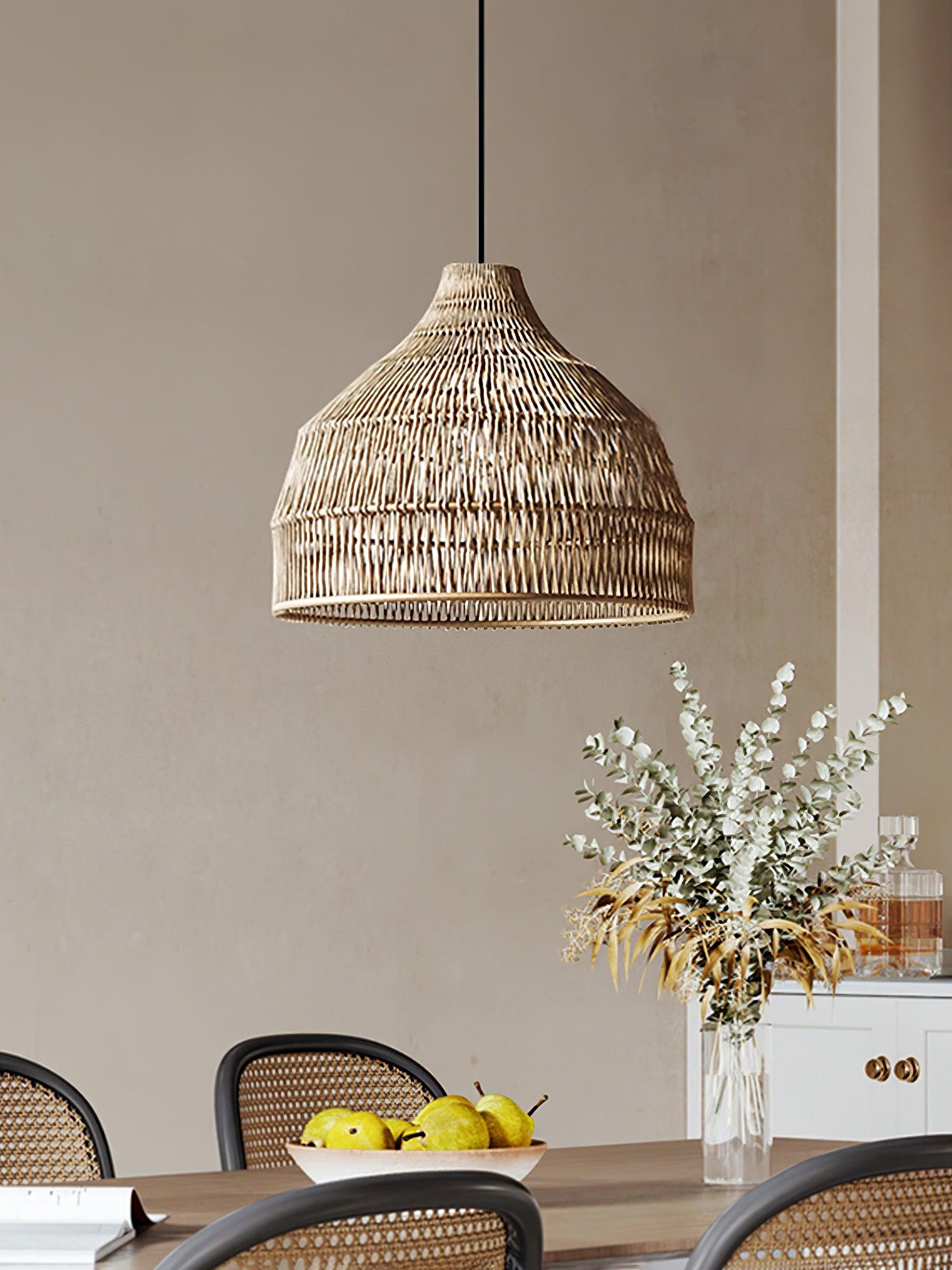 Wickora Vintage Wicker Pendant Lamp-Neutral Decor