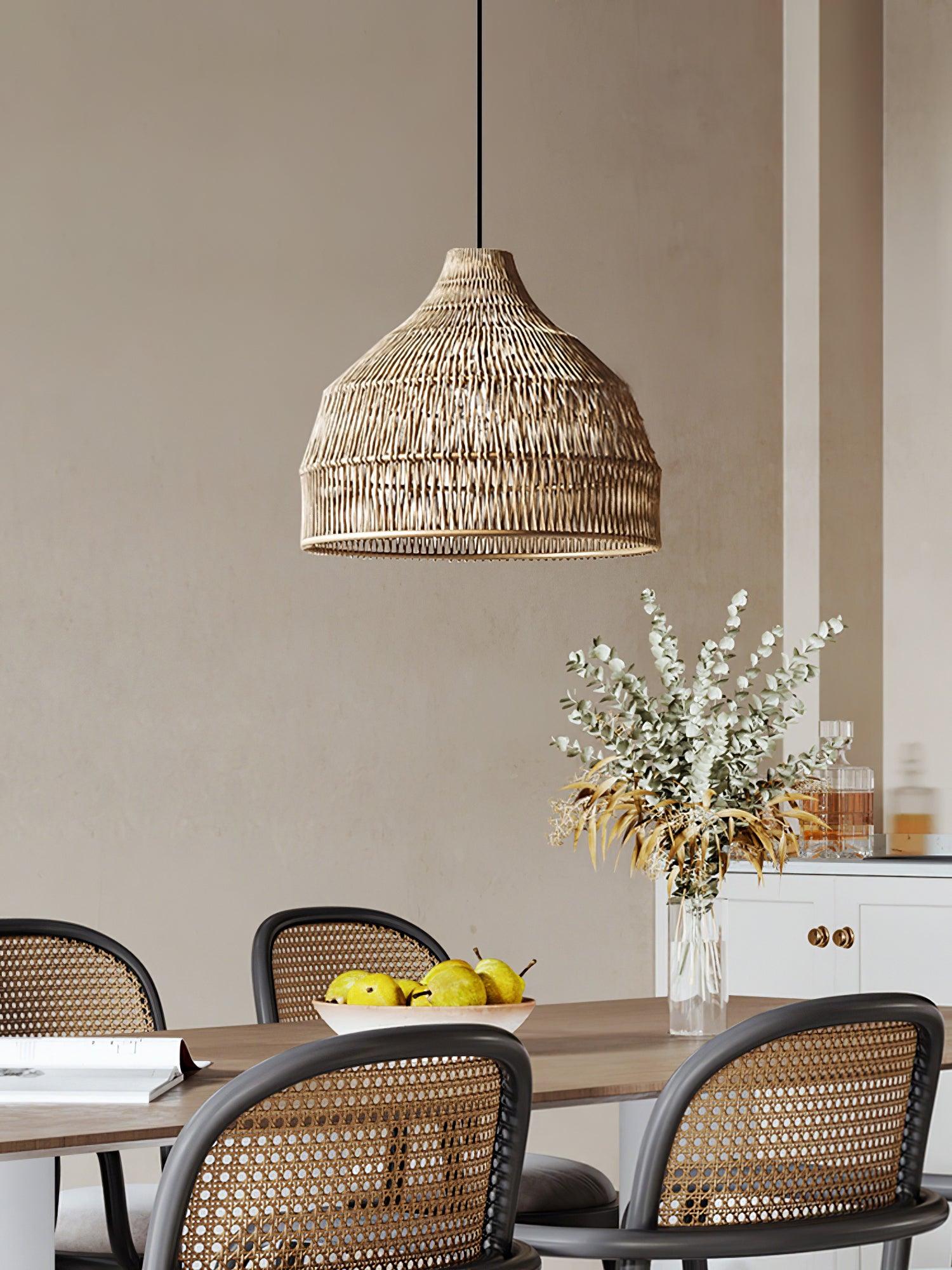Wickora Vintage Wicker Pendant Lamp-Neutral Decor