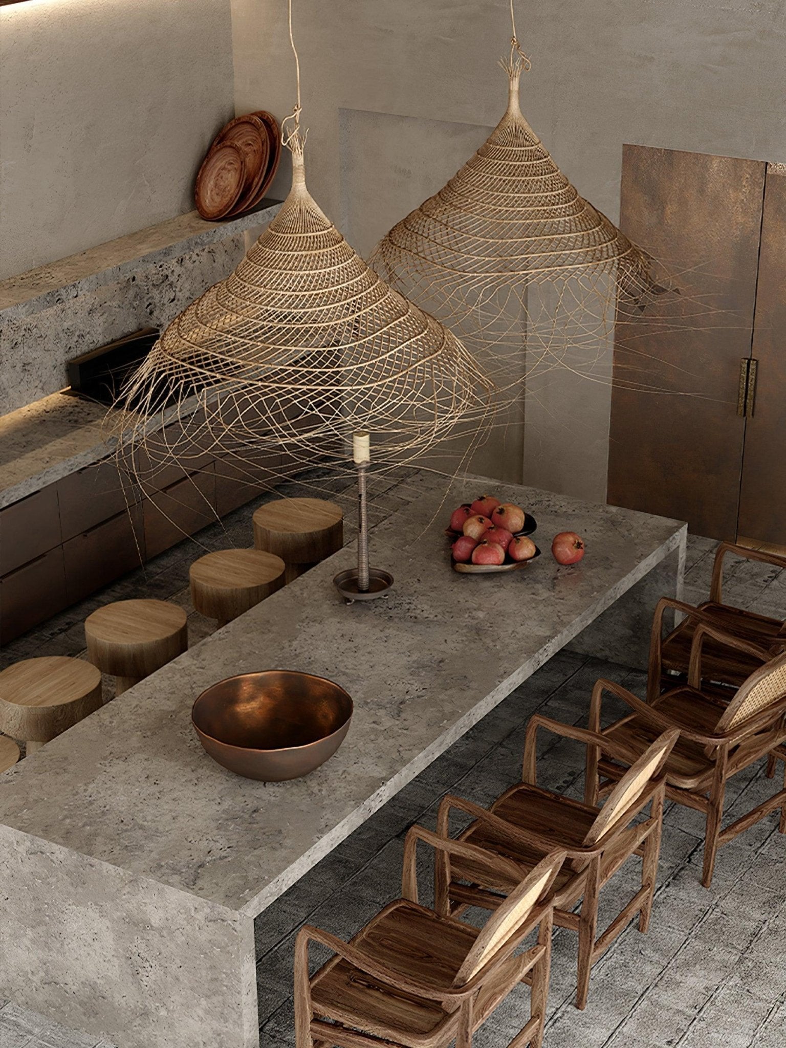Wickora Vintage Wicker Pendant Lamp-Neutral Decor