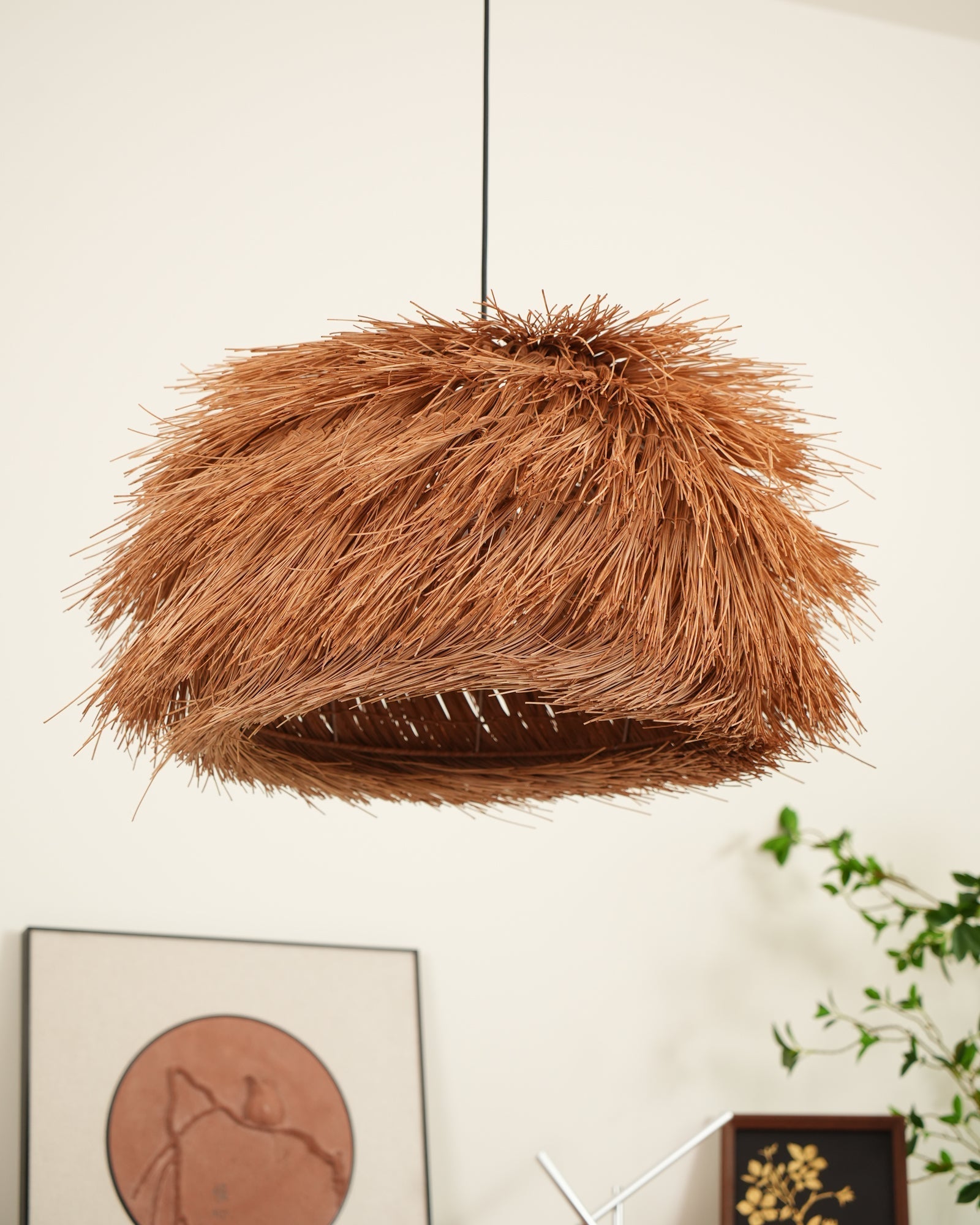 Wickora Vintage Wicker Pendant Lamp-Neutral Decor