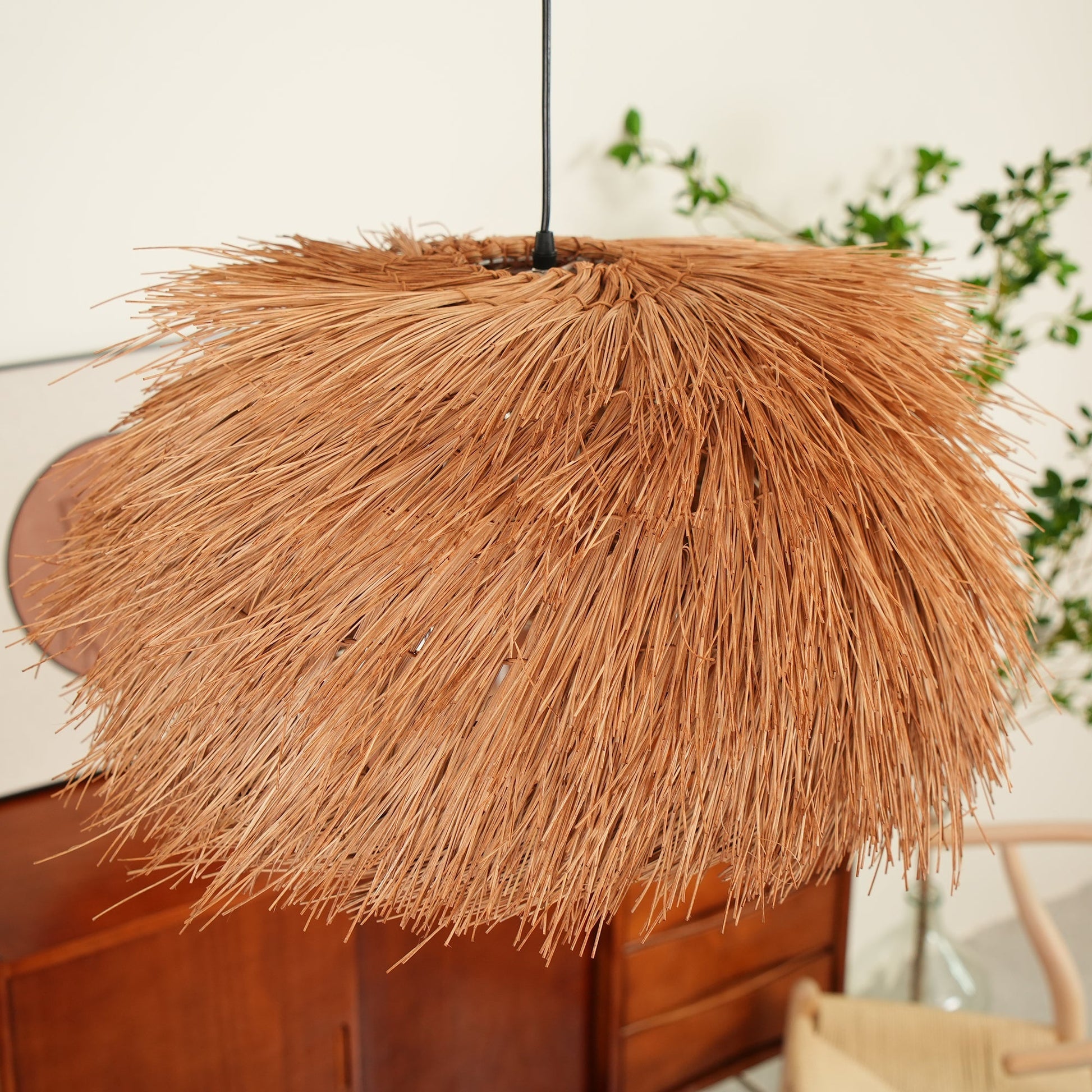 Wickora Vintage Wicker Pendant Lamp-Neutral Decor