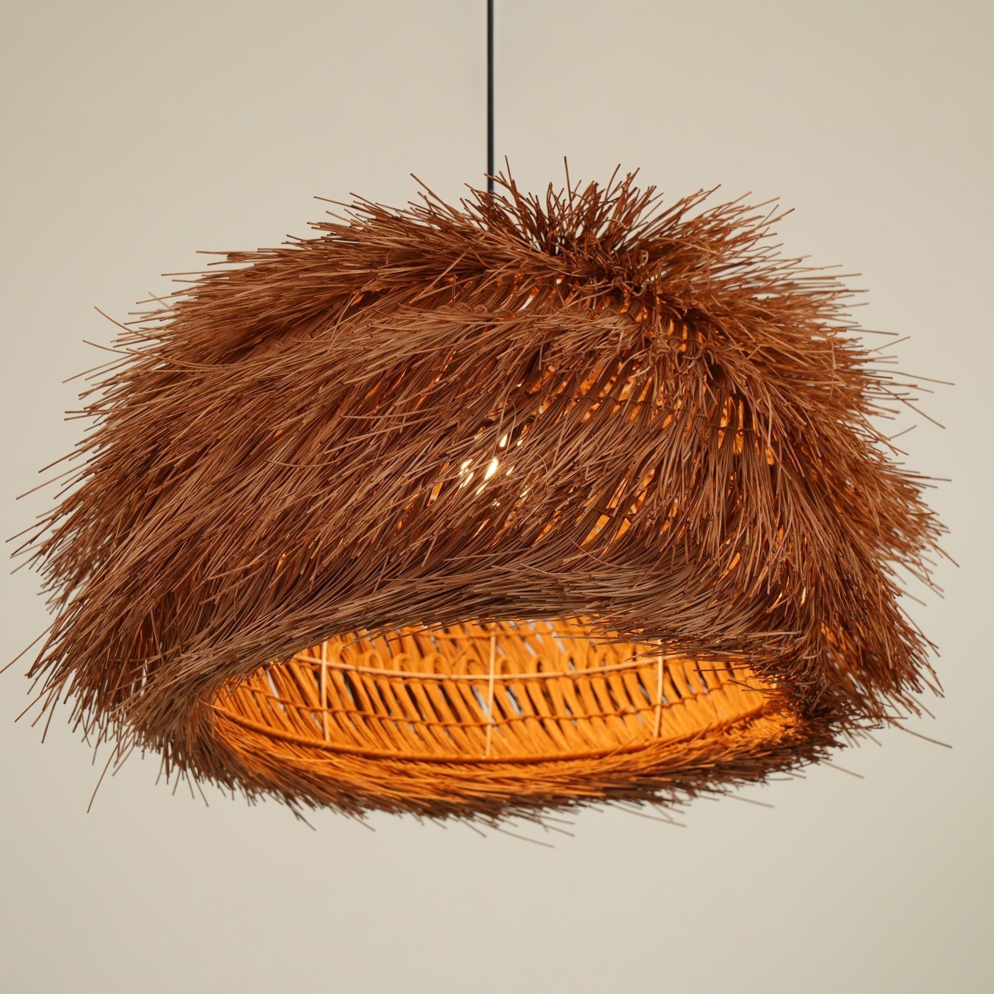 Wickora Vintage Wicker Pendant Lamp-Neutral Decor