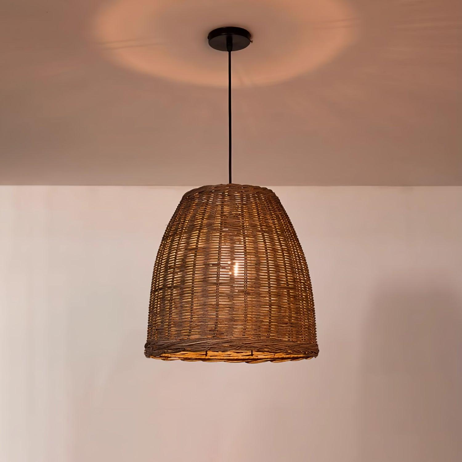 Wickora Vintage Wicker Pendant Lamp-Neutral Decor