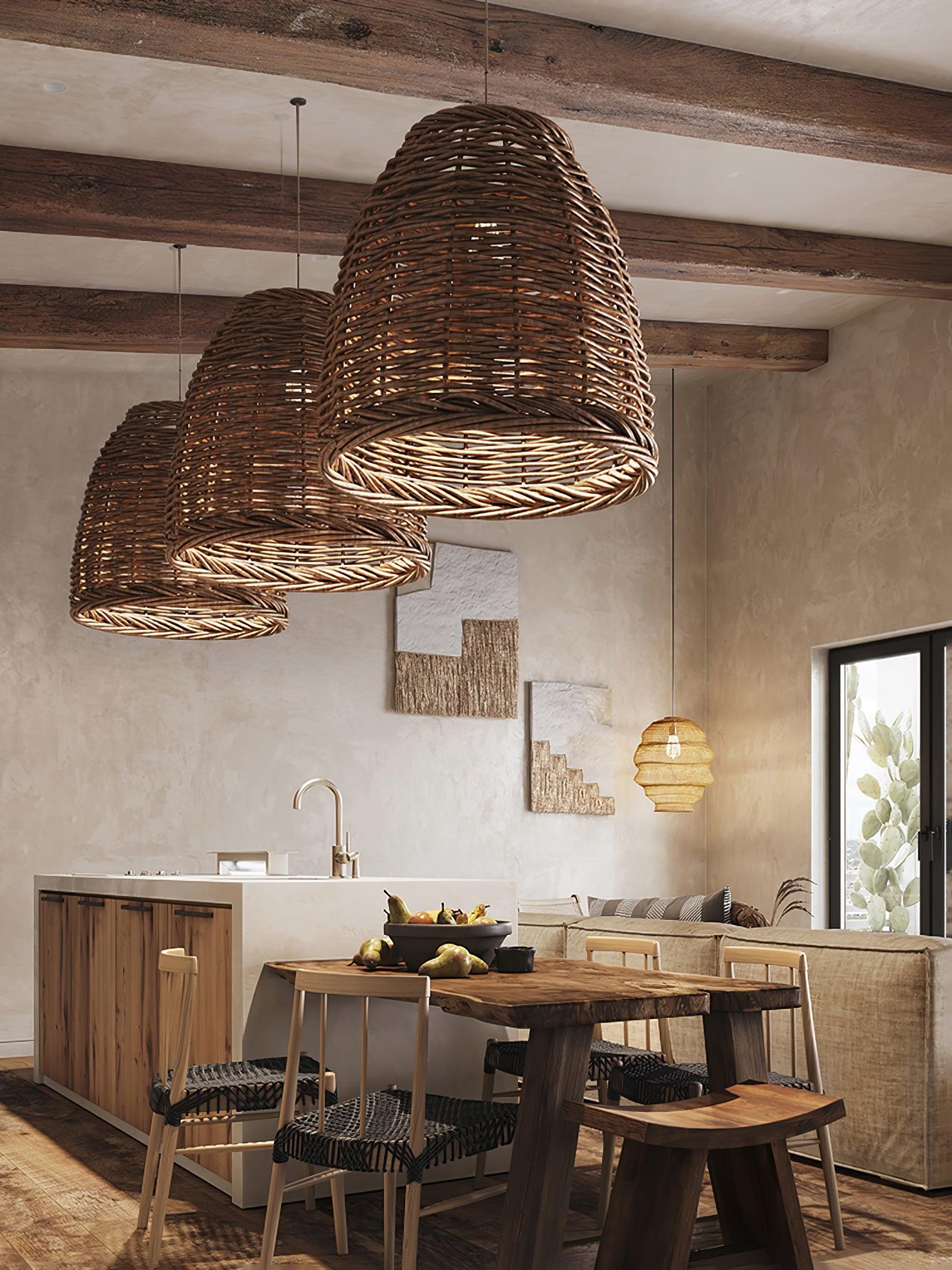 Wickora Vintage Wicker Pendant Lamp-Neutral Decor