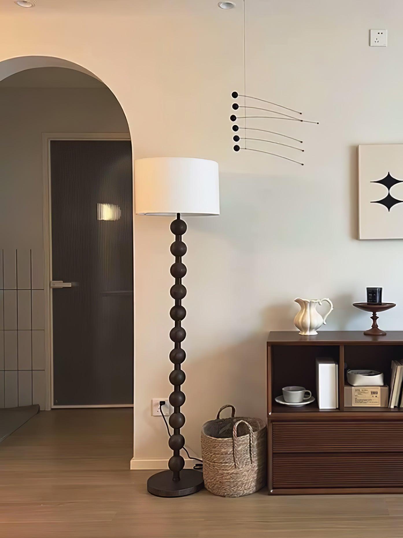 Paston Wood Fabric Floor Lamp-Neutral Decor
