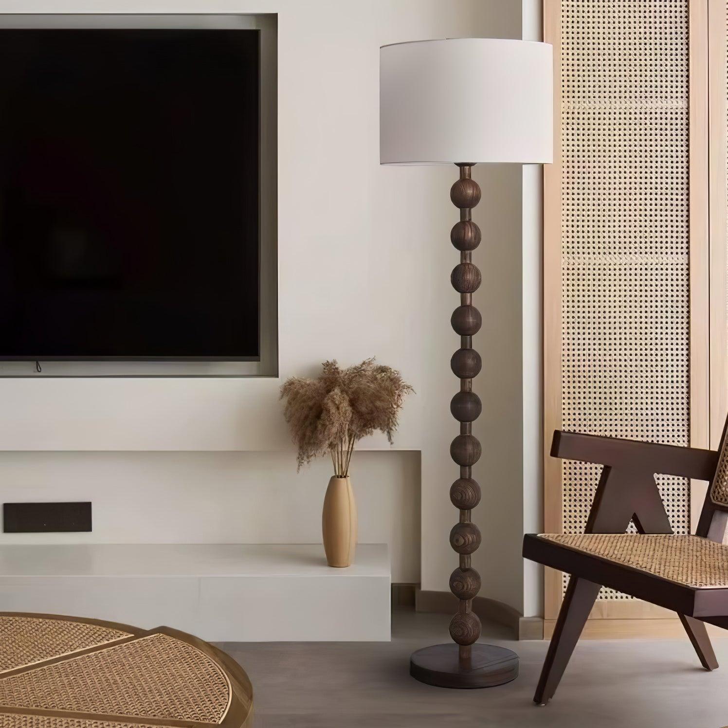 Paston Wood Fabric Floor Lamp-Neutral Decor