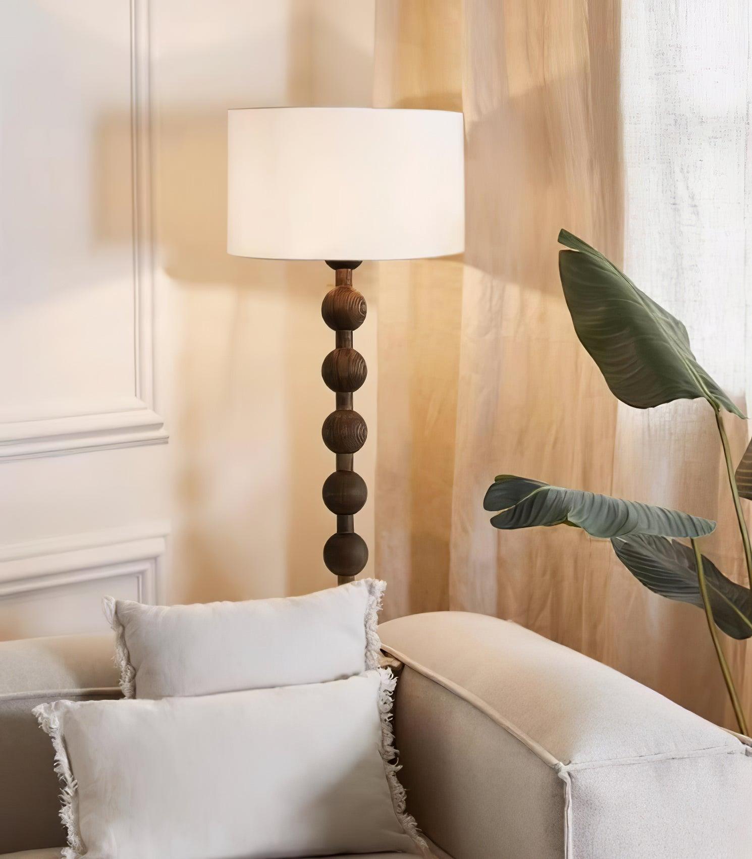 Paston Wood Fabric Floor Lamp-Neutral Decor