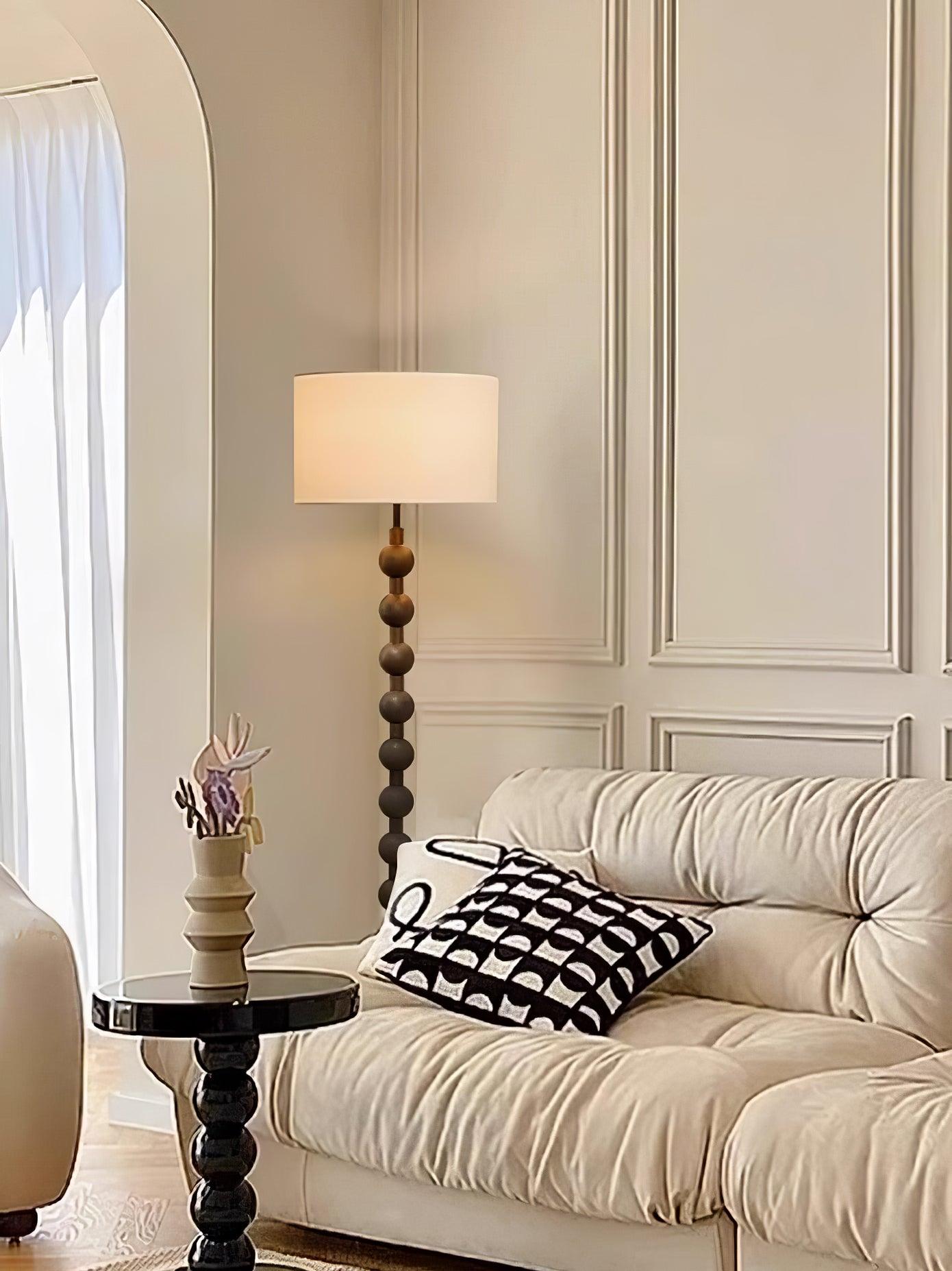 Paston Wood Fabric Floor Lamp-Neutral Decor