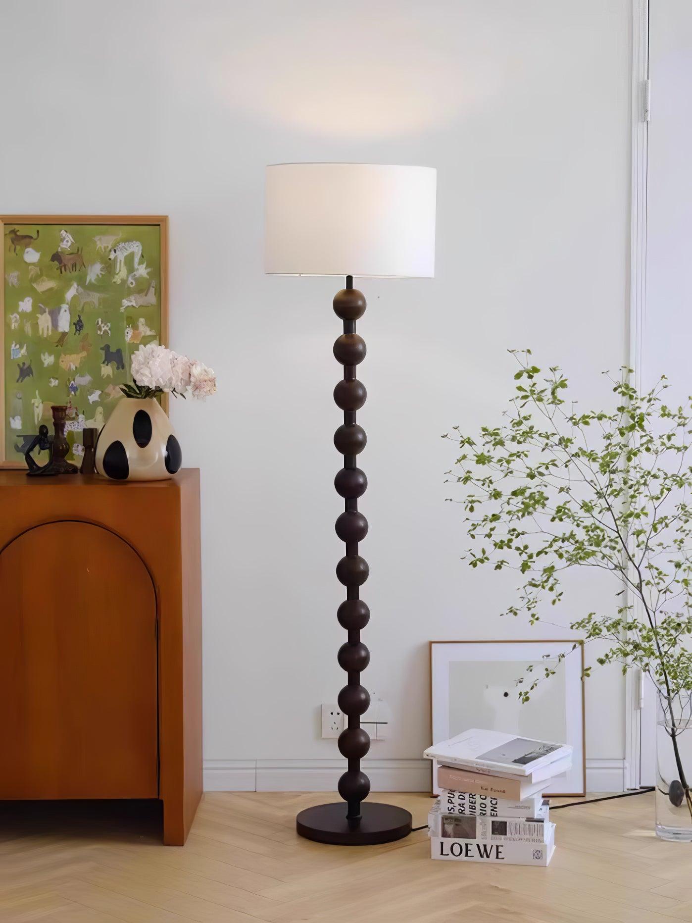 Paston Wood Fabric Floor Lamp-Neutral Decor