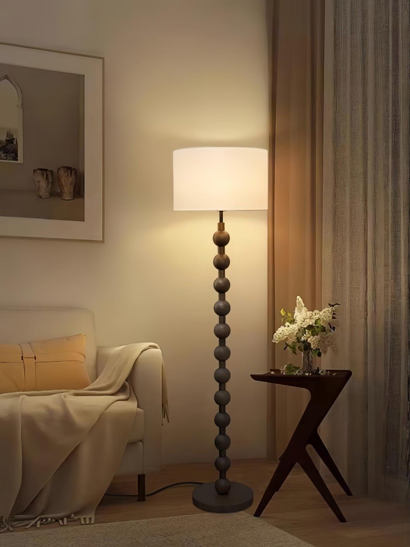 Paston Wood Fabric Floor Lamp-Neutral Decor