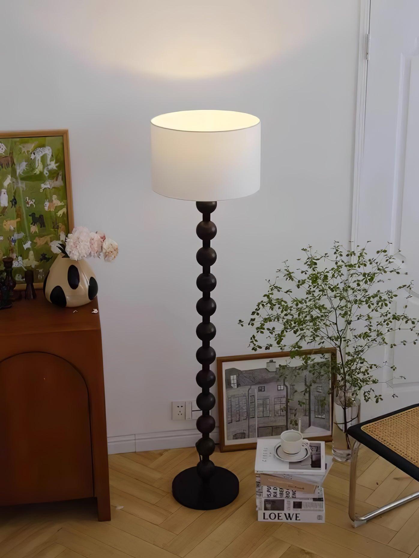 Paston Wood Fabric Floor Lamp-Neutral Decor