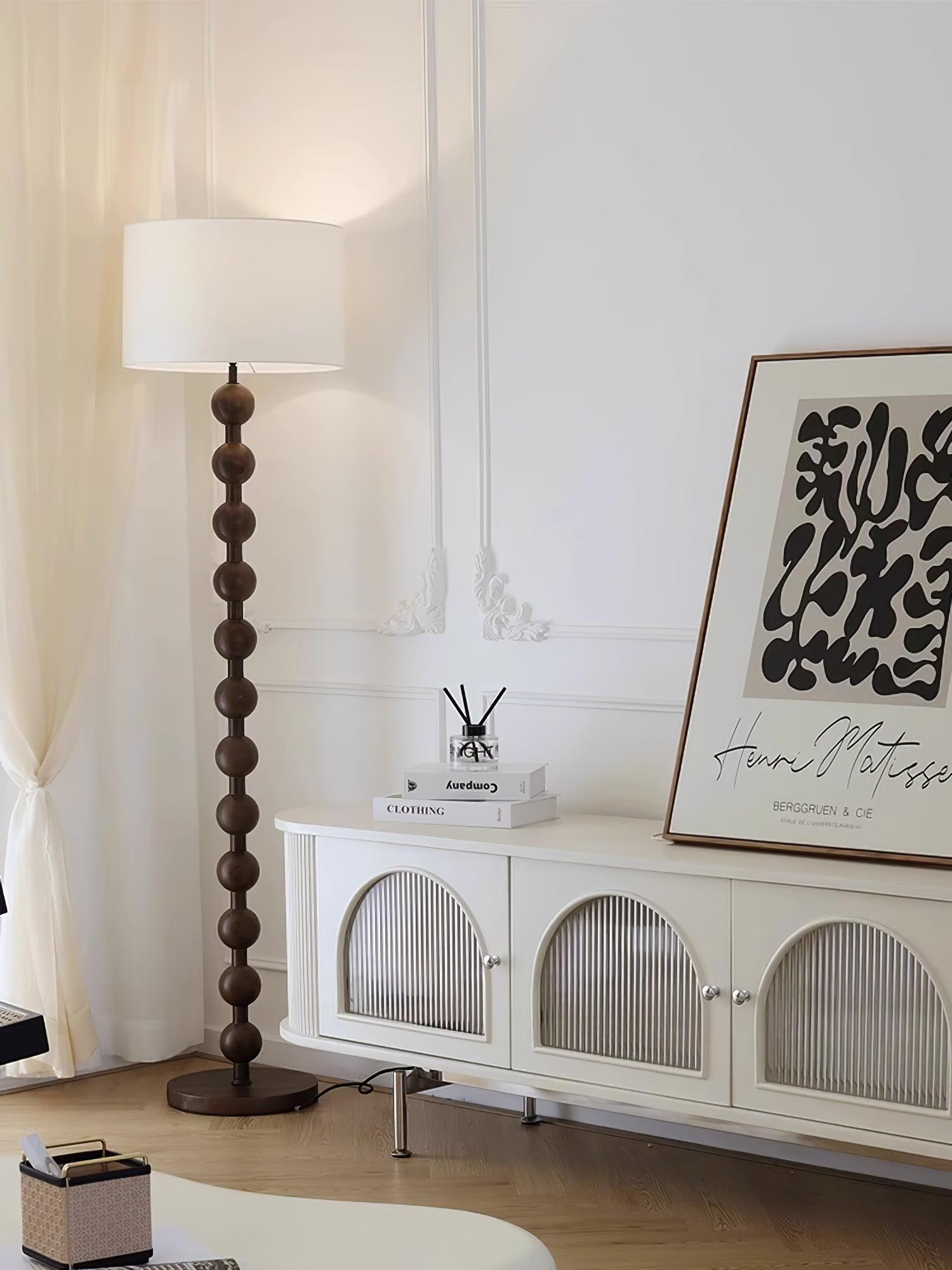 Paston Wood Fabric Floor Lamp-Neutral Decor