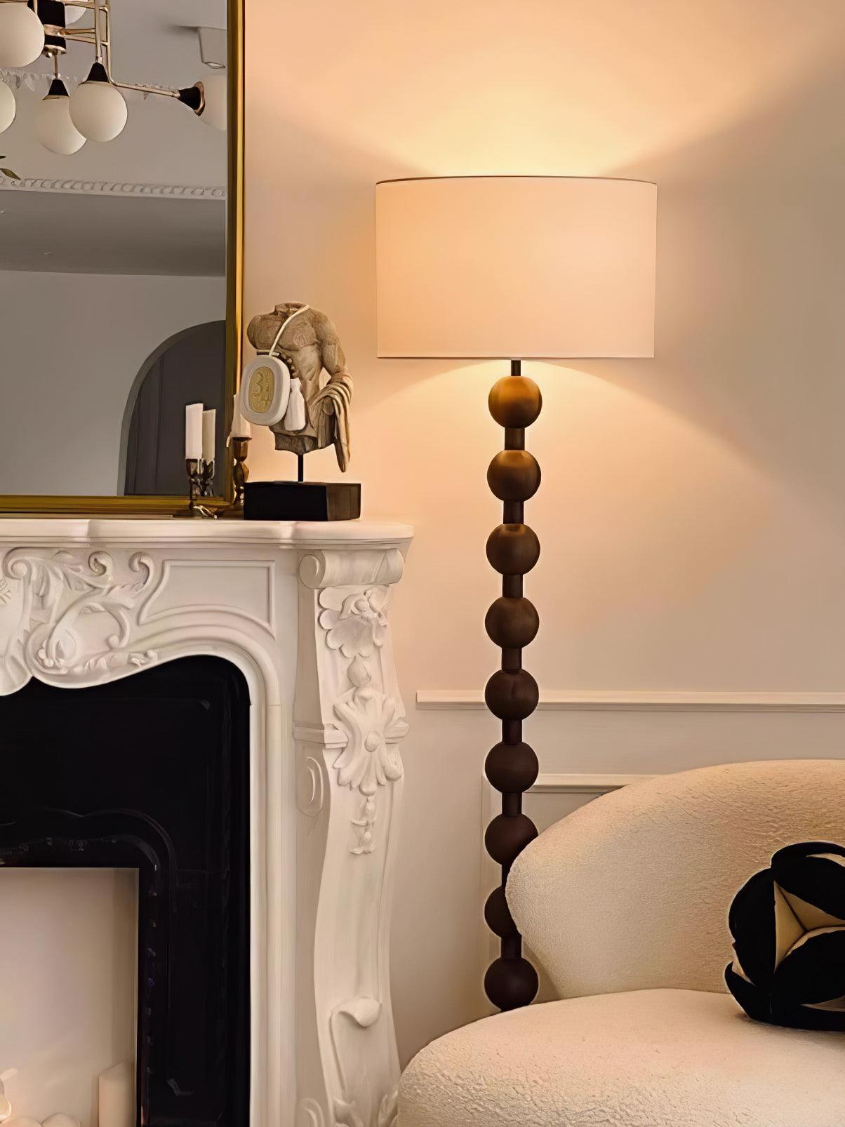 Paston Wood Fabric Floor Lamp-Neutral Decor