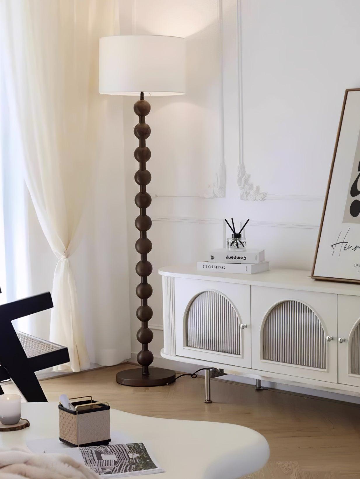 Paston Wood Fabric Floor Lamp-Neutral Decor