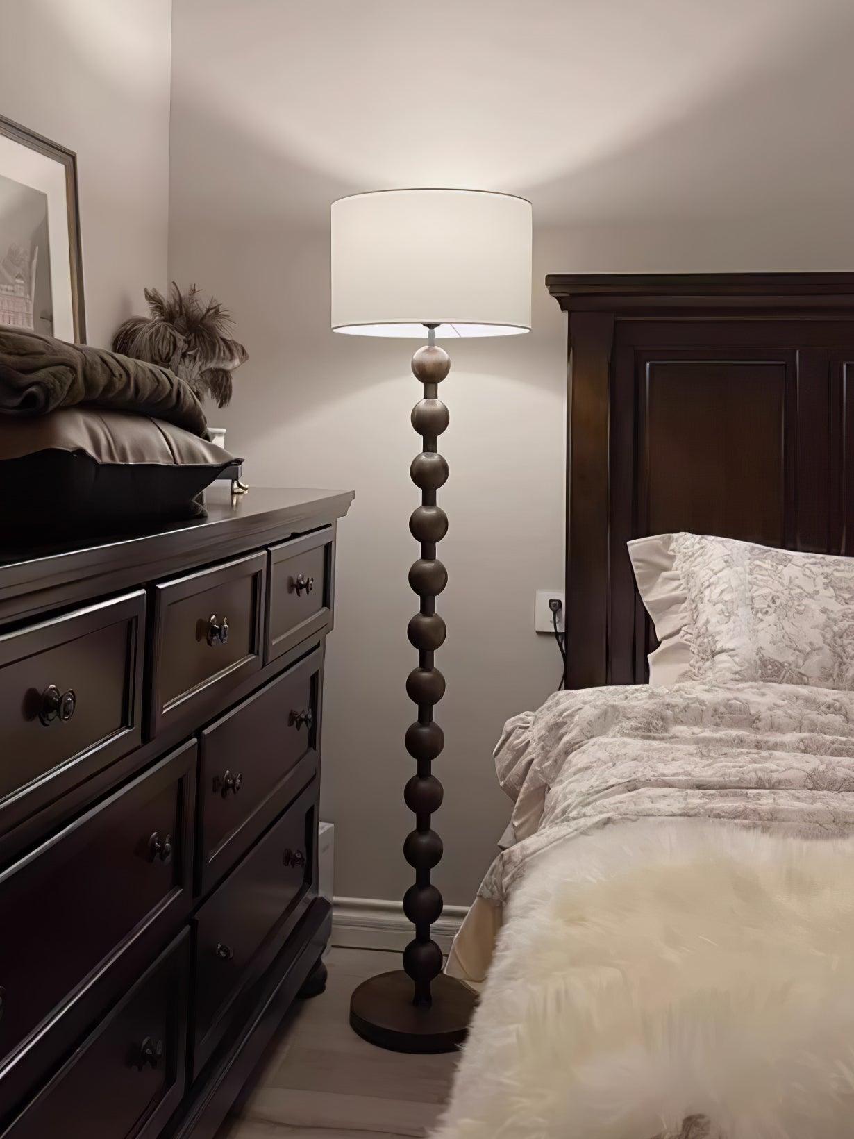 Paston Wood Fabric Floor Lamp-Neutral Decor