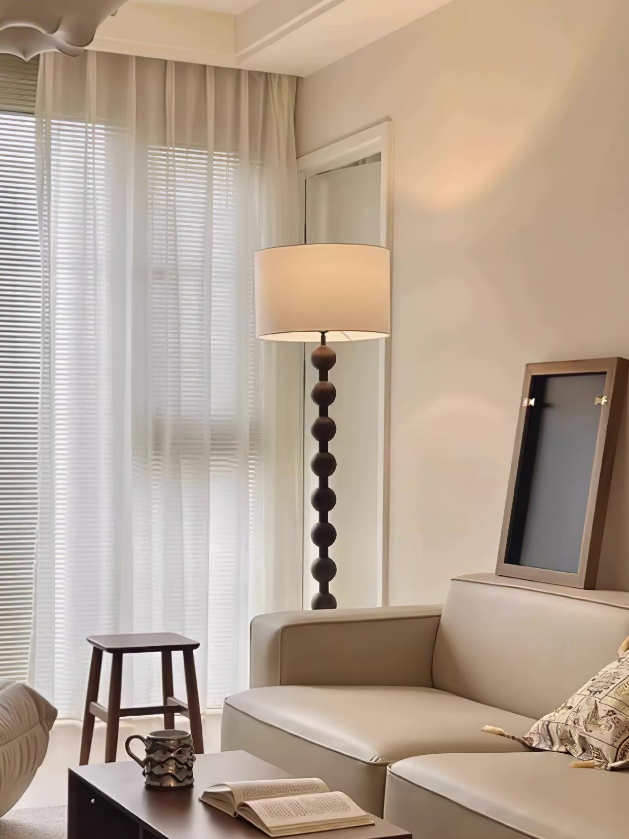 Paston Wood Fabric Floor Lamp-Neutral Decor