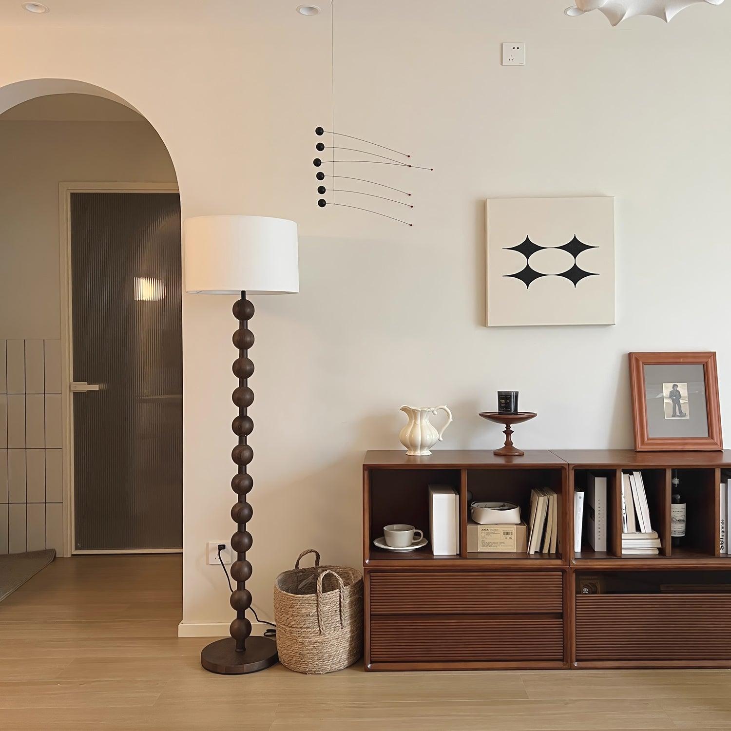 Paston Wood Fabric Floor Lamp-Neutral Decor