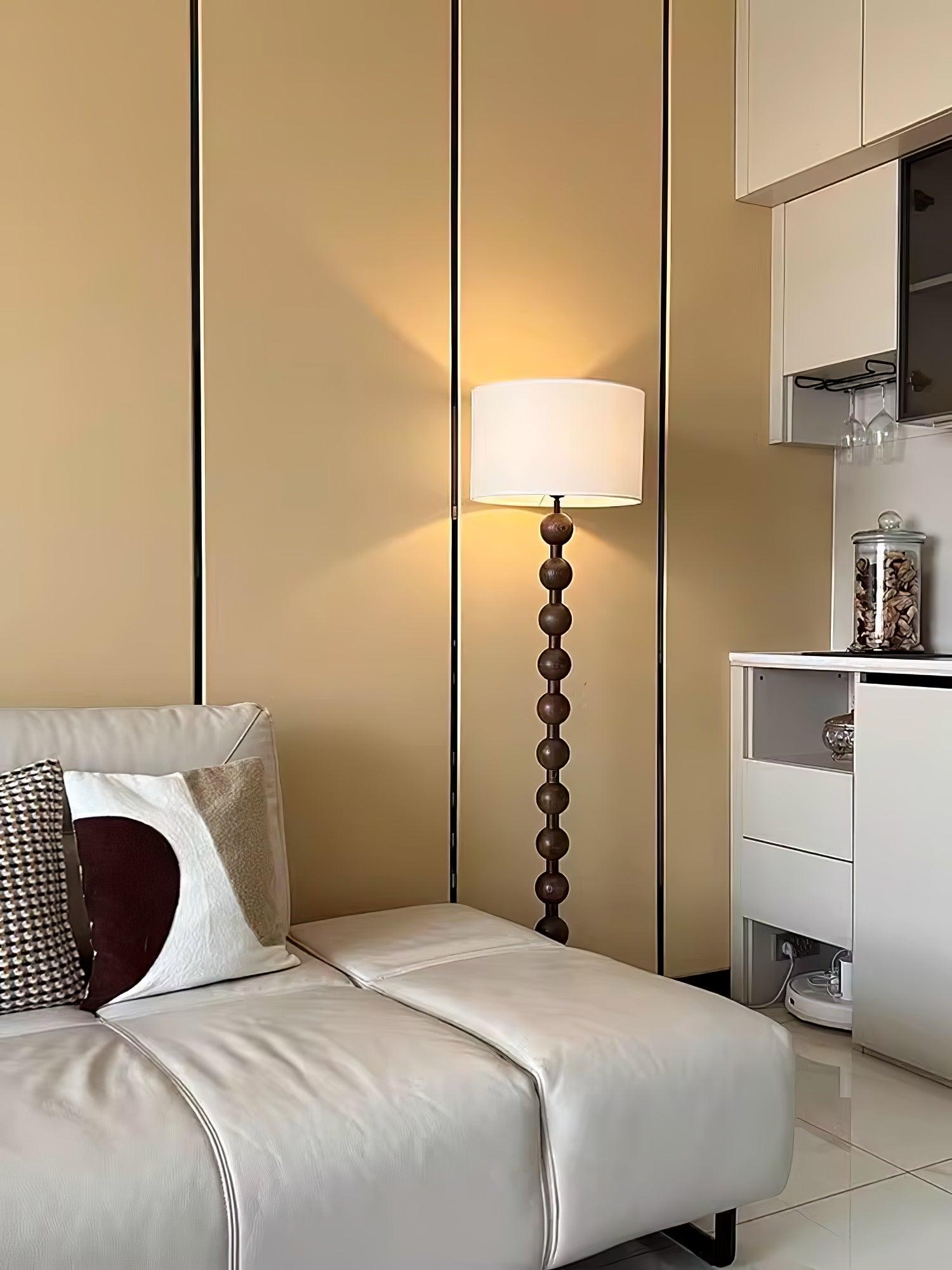 Paston Wood Fabric Floor Lamp-Neutral Decor