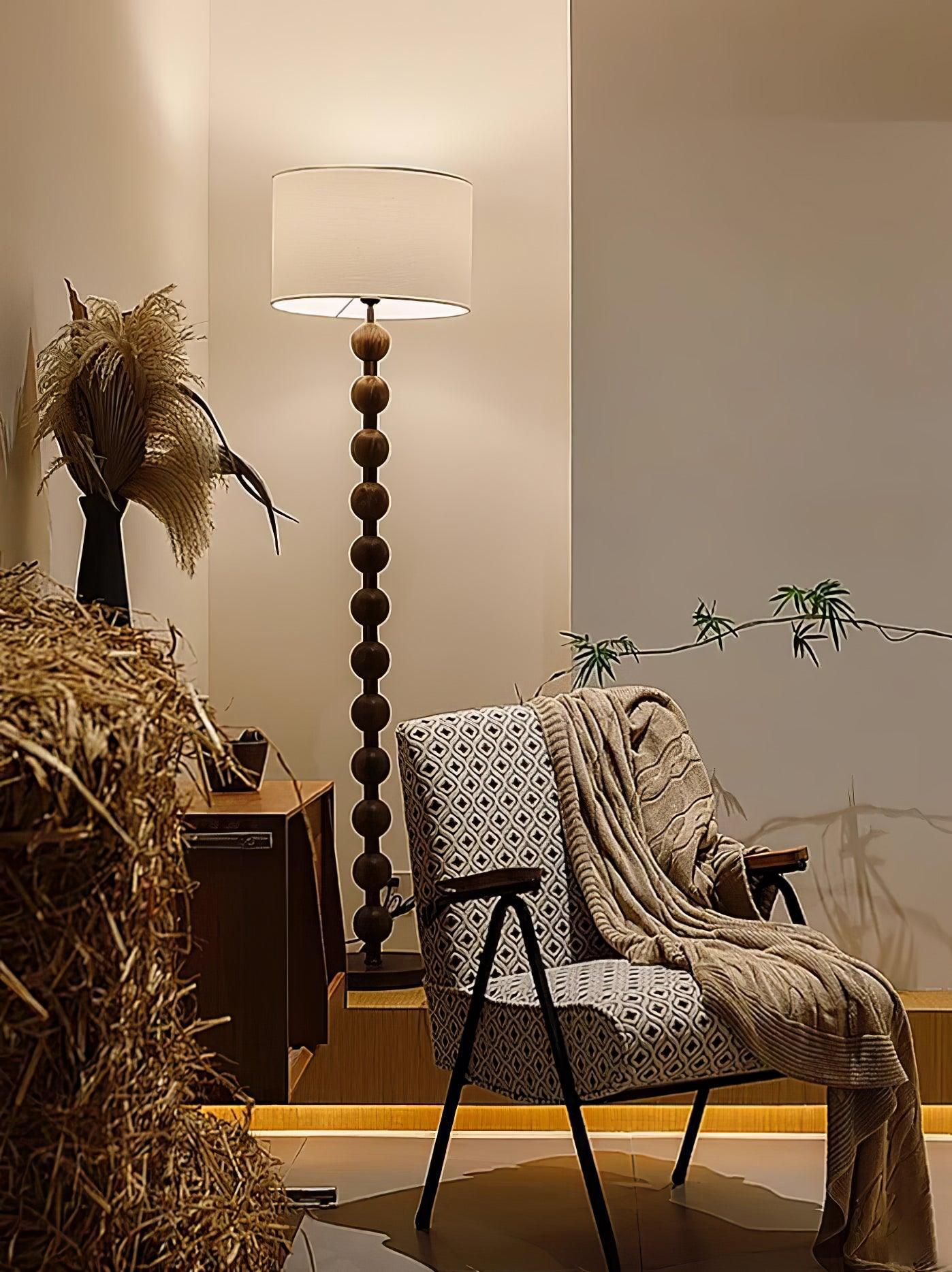 Paston Wood Fabric Floor Lamp-Neutral Decor